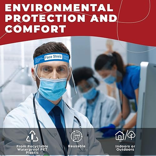 Miniatura 5 de Protector facial  Caja de 200  Protectores faciales de plástico transparente para mujeres, hombres y niños, antivaho y ligero, reutilizable,