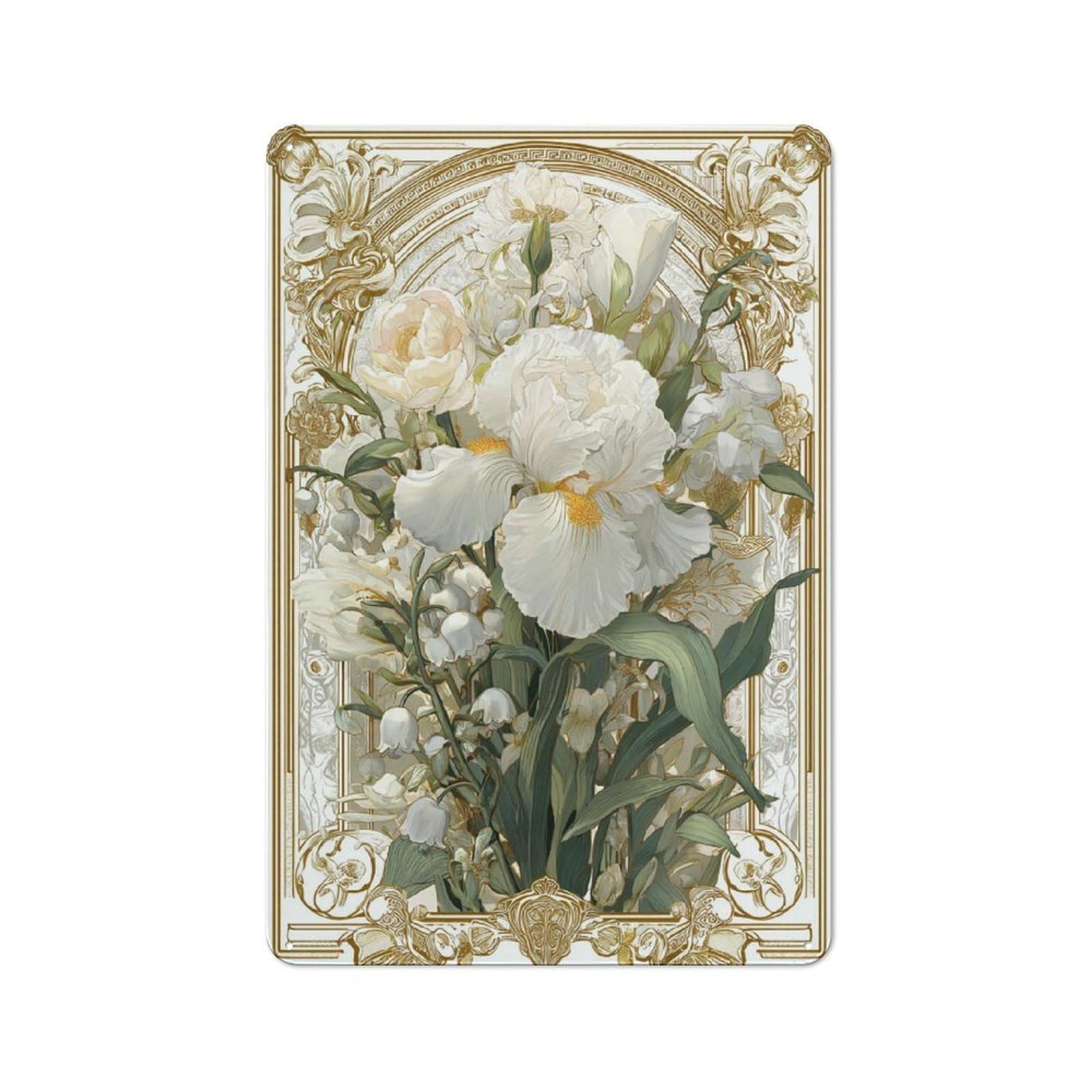 Junmoney Vintage Floral Elegance Rustic Tin Sign 30X20cm, Vintage Porch Wall Decor For Conservatory, Home Bar Or Utility Room