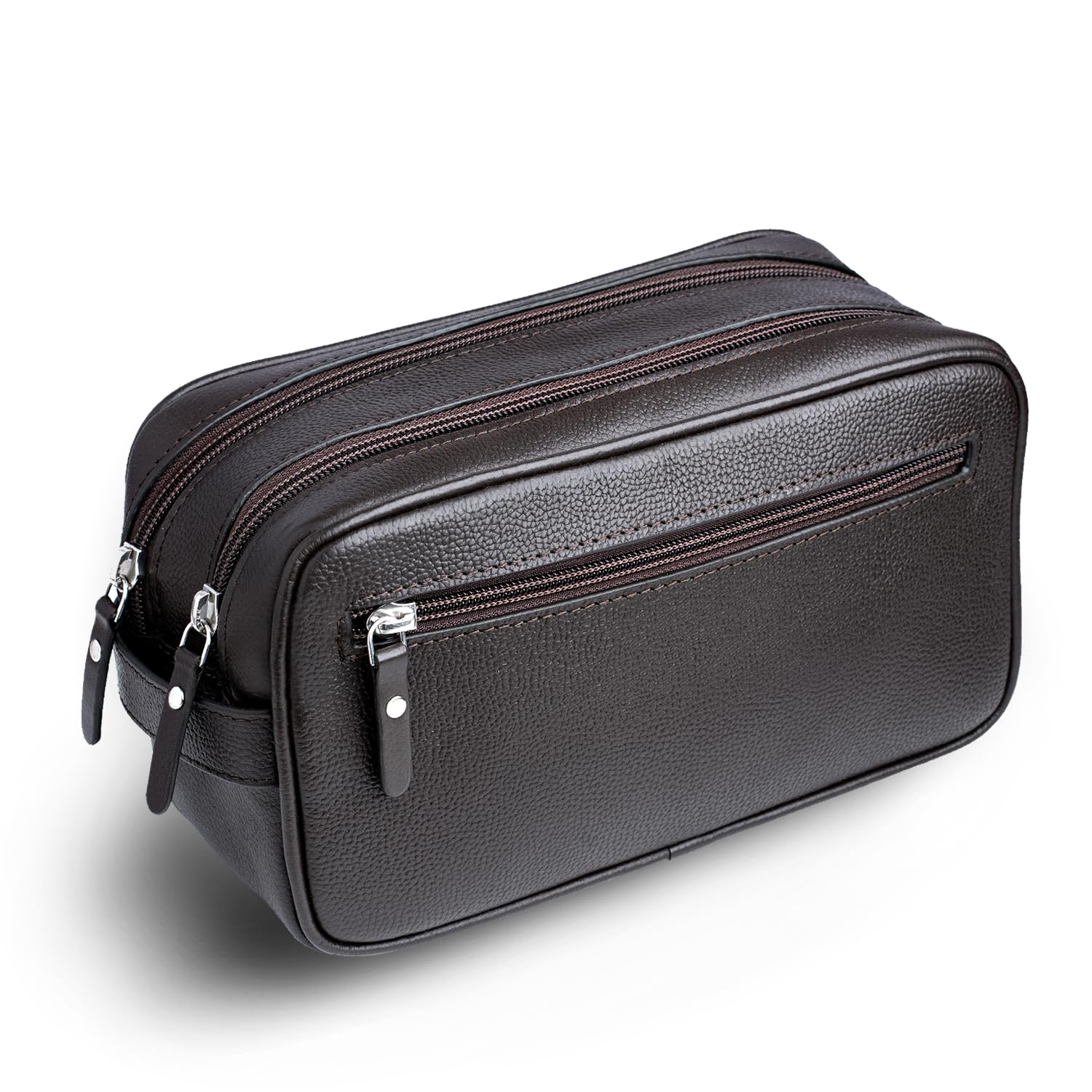 Orneli Neceser de Viaje de Cuero Vacuno de Plena Flor - Doble Compartimento - Neceser de Viaje para Hombre y Mujer - Diseño Parisino - Cuero Auténtico