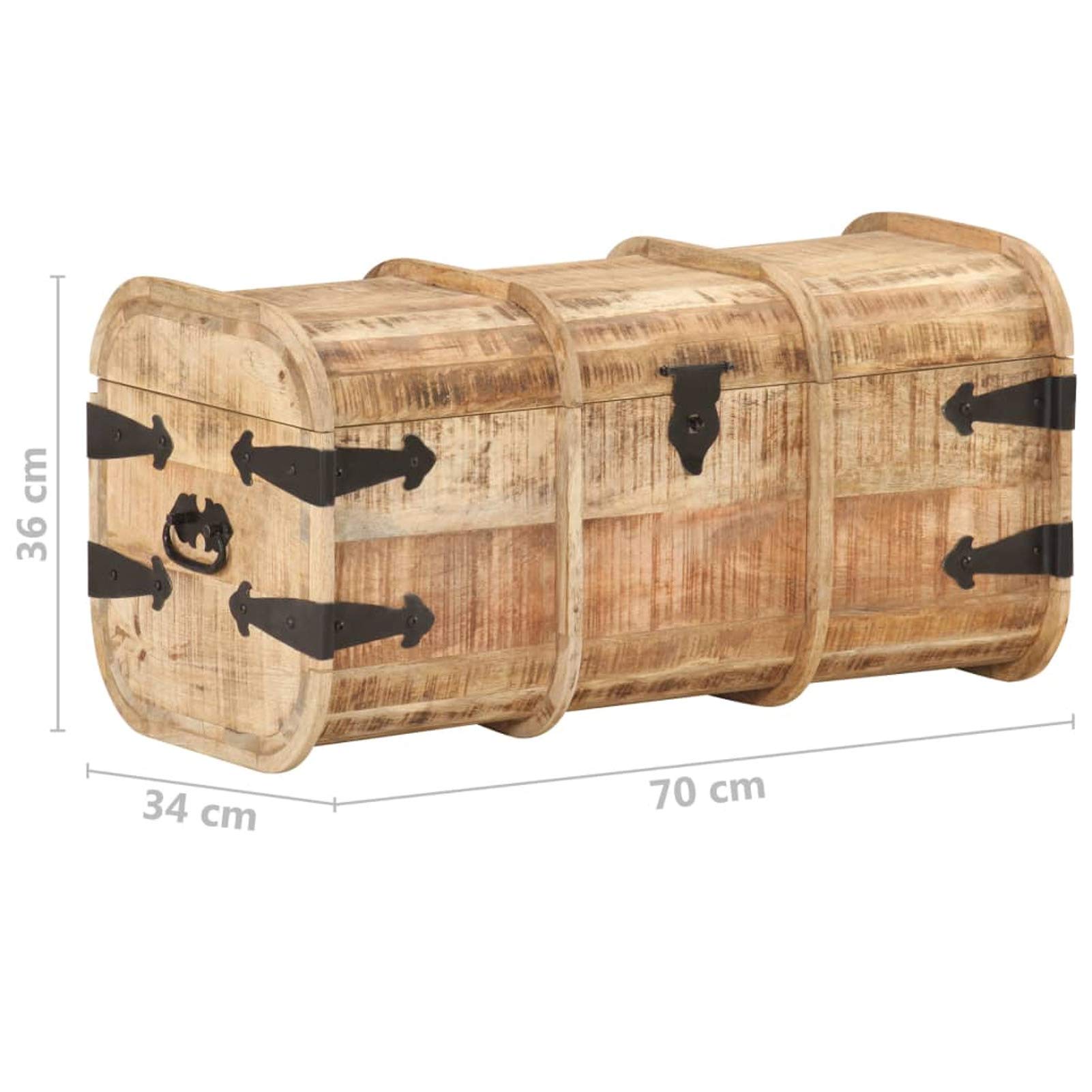 Baúles de Almacenamiento de Madera de Mango, 2 Unidades, Cofres Decorativos con Pestillo y Asas, para Salón, Dormitorio o Entrada, Medidas 50x26x29 cm y 70x34x36 cm, Acabado Natural
