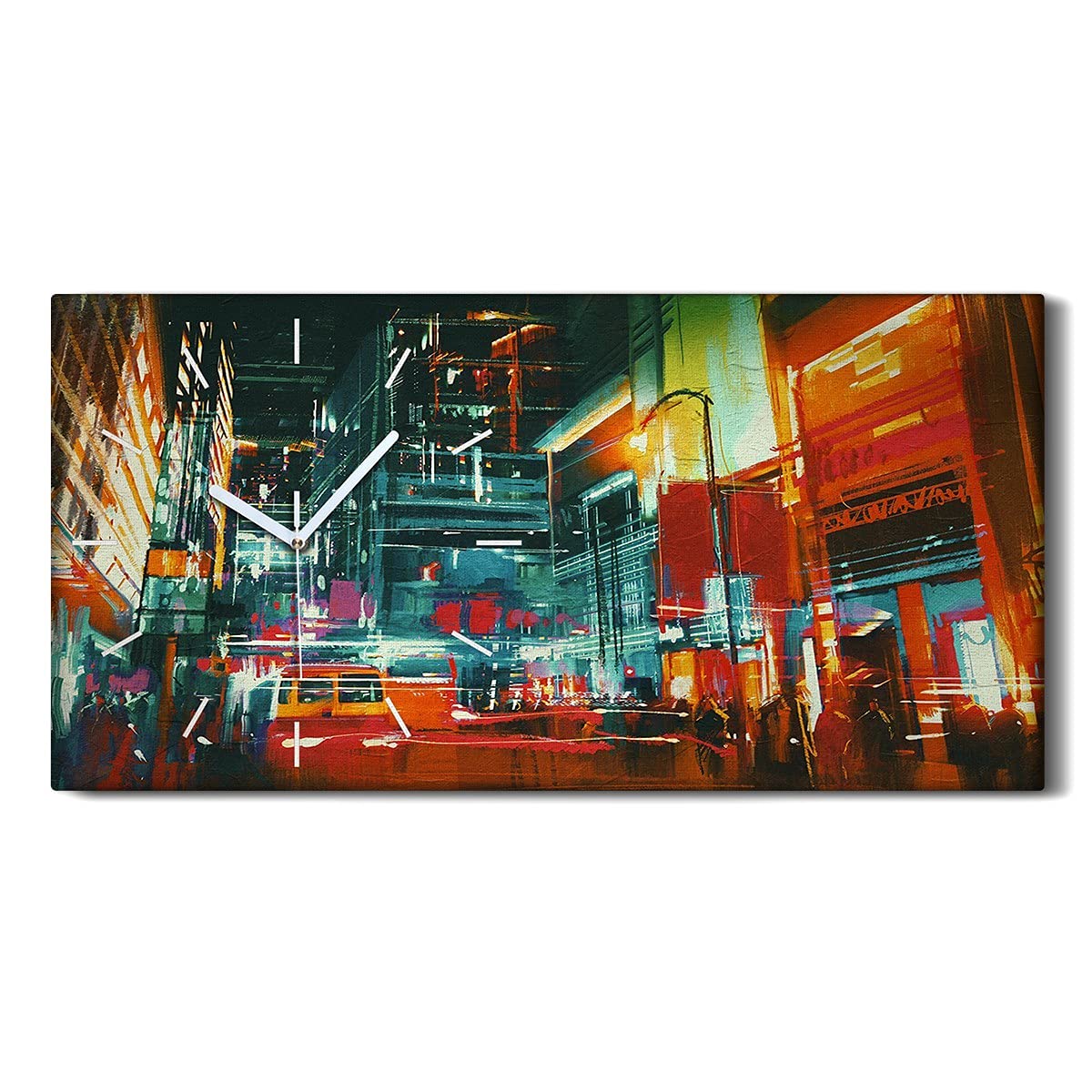 Horloge sur Toile 60x30cm Image de Street de la Ville à la Nuit