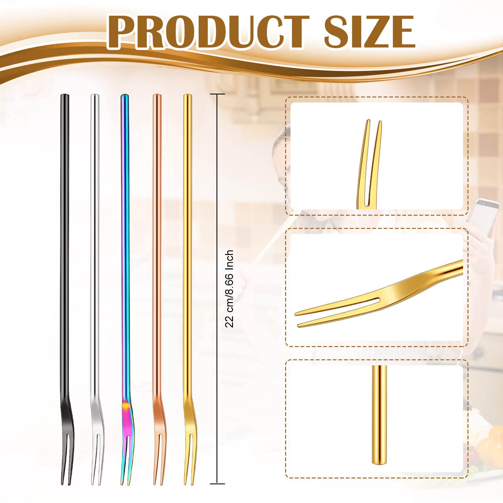 Yexiya 5 Pcs Pickle Forks for Olive Cocktail Jar, Long Handle, Multicolor — Amazon image 2