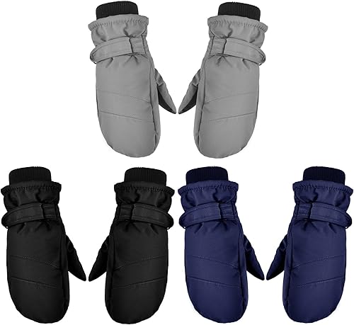 3 pares de guantes impermeables para niños, guantes de nieve para invierno, guantes de esquí cálidos para niñas y niños