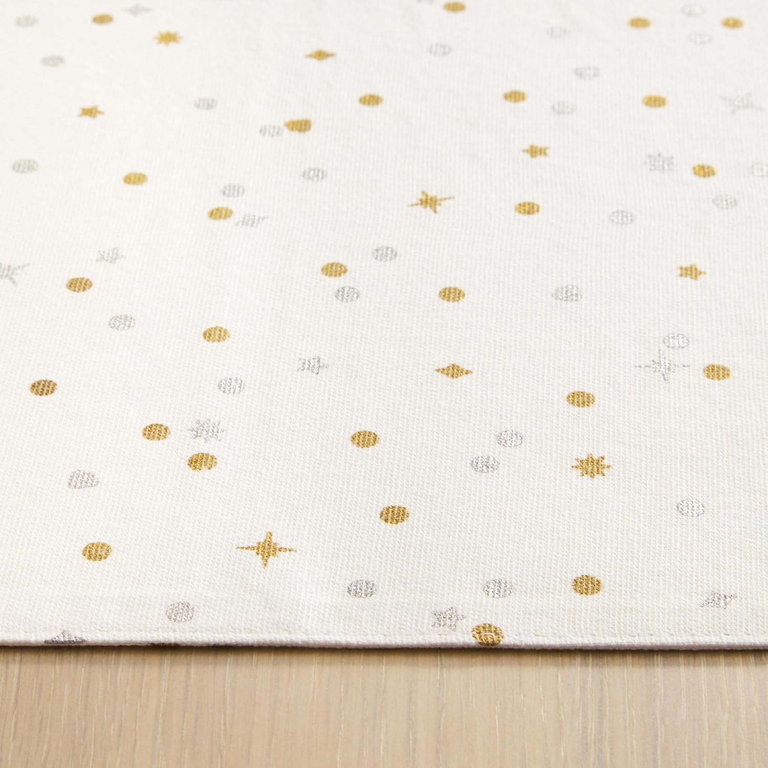 Kate Spade New York Celebration Confetti Dot Holiday Reversible Placemats 4-Pack Set, 100% Cotton with Metallic Print, Machine Washable, Ivory/Gold/Silver, 13"x19"