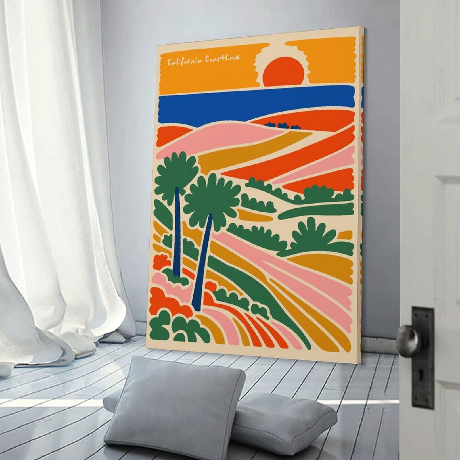 Junmoney California Coastline Landscape Art Print Canvas Wall Decor, 08x12inch(20x30cm), for Gallery Wall Decor And Room Displays, Wall Decor Suited to Curated Displays
