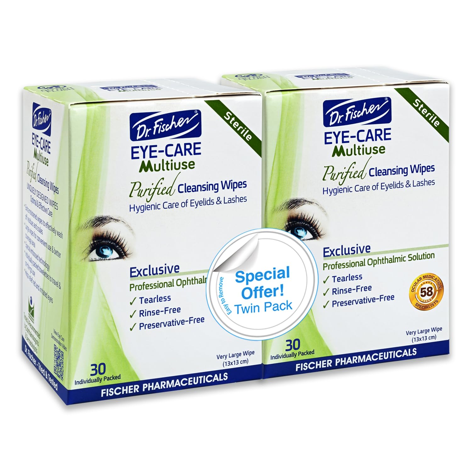 Dr. Fischer Eyelid Wipes. Pre-moistened Eye Wipes for Eyelids. Make-up Remover (Twin Pack) Dr. Fischer Eyelid Wipes. Pre-moistened Eye Wipes for Eyelids. Make-up Remover (Twin Pack)