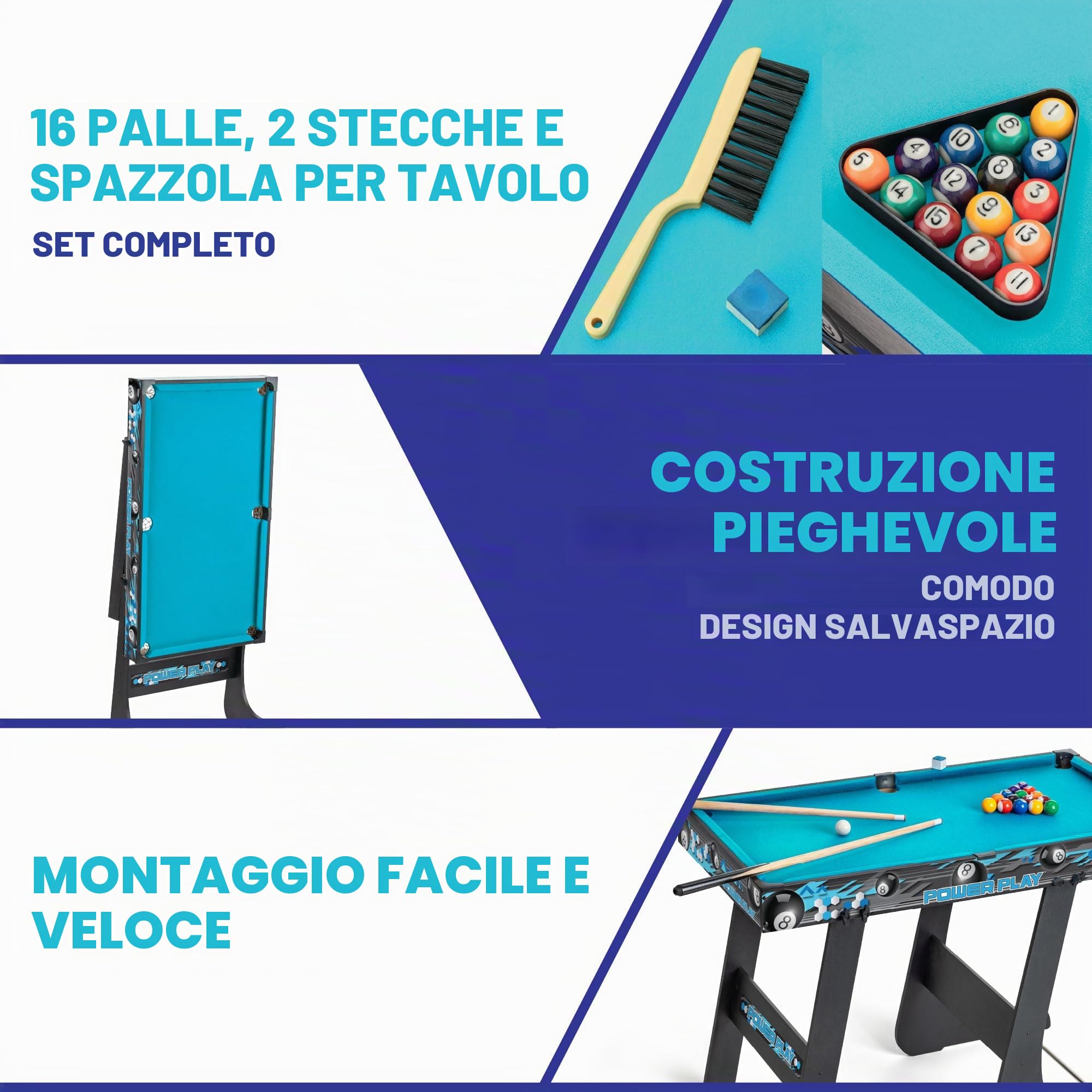 Powerplay 3ft Pool Table, Mini Table Pool Game for Kids & Adults, Compact & Portable, Easy Storage, Gift for Boys and Girls