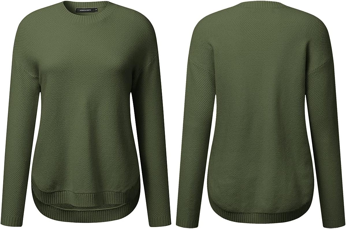 MEROKEETY Women's Casual Long Sleeve Sweaters 2025 Loose Crew Neck Fall Winter Knit Pullover Sweater Tops