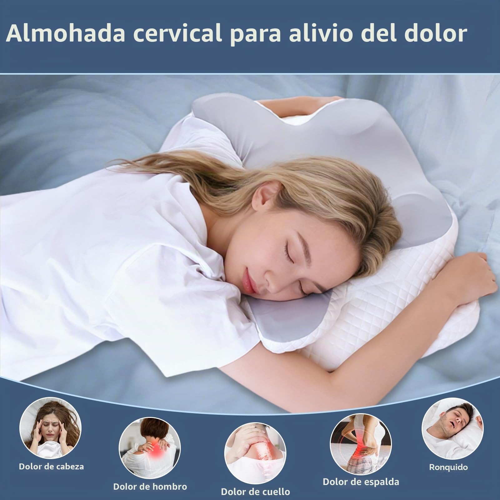 2 en 1 Almohada Cervicales y Cuello, Almohada de Espuma Viscoelástica, Almohada Cervical, Diseño Mariposa, Puede Aliviar el Dolor de Cuello, para Soporte de Cabeza Cuello Hombro
