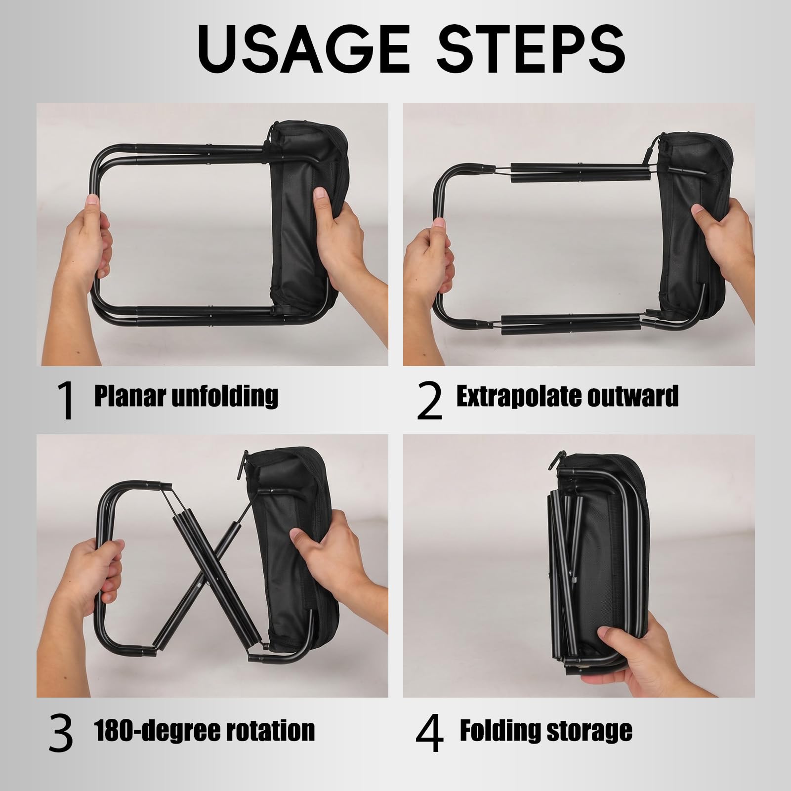 28×24×28cm Sgabello da Pesca Pieghevole, nero Sgabello zaino pieghevole portatile, Esterno Sgabello Pieghevole Portatile, Resistente 130kg, per Campeggio, Pesca, Escursionismo, Giardino