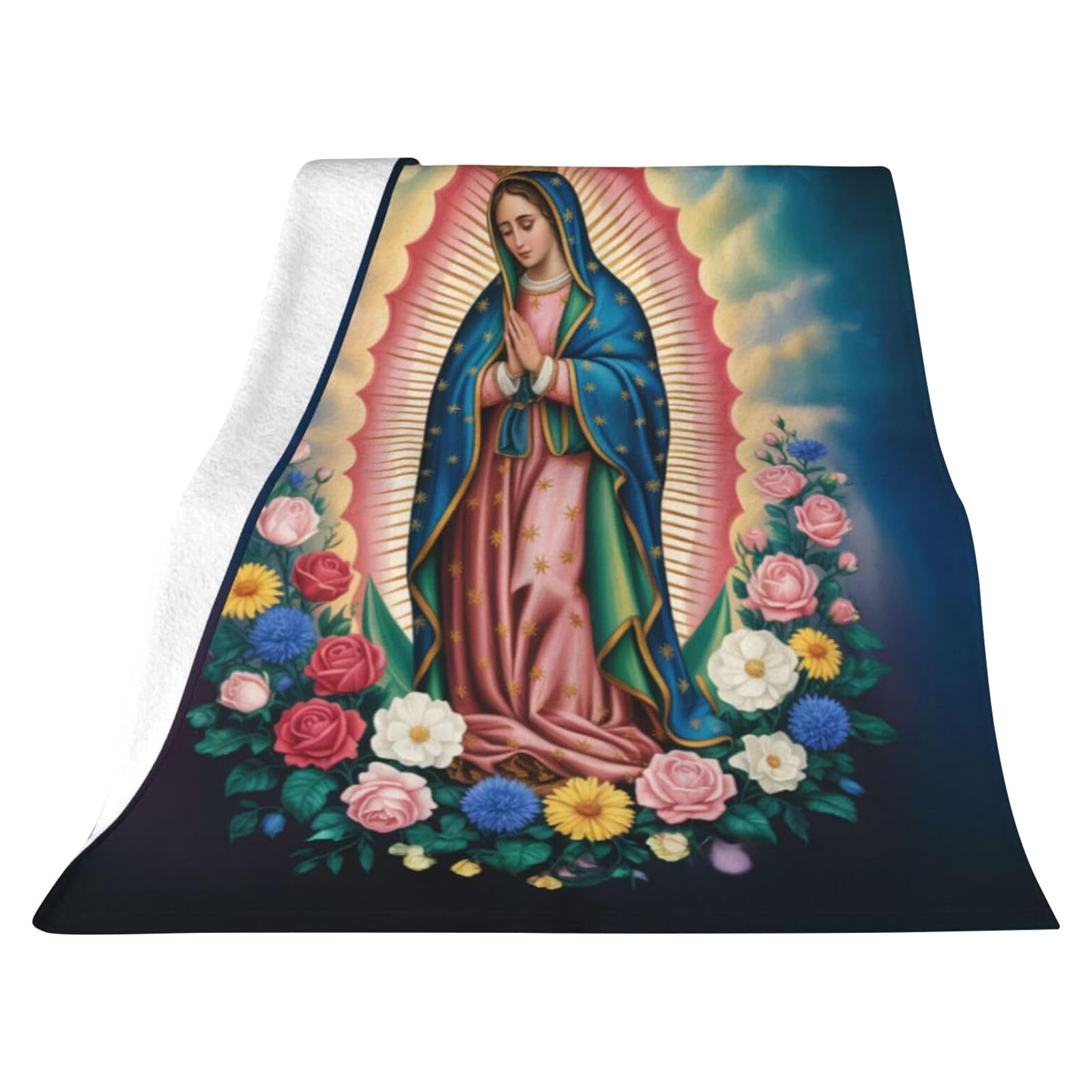 Virgin Mary Blanket Soft Cozy Flannel Throw Blanket (70x100cm Colored Light) (colored light 70x100cm)