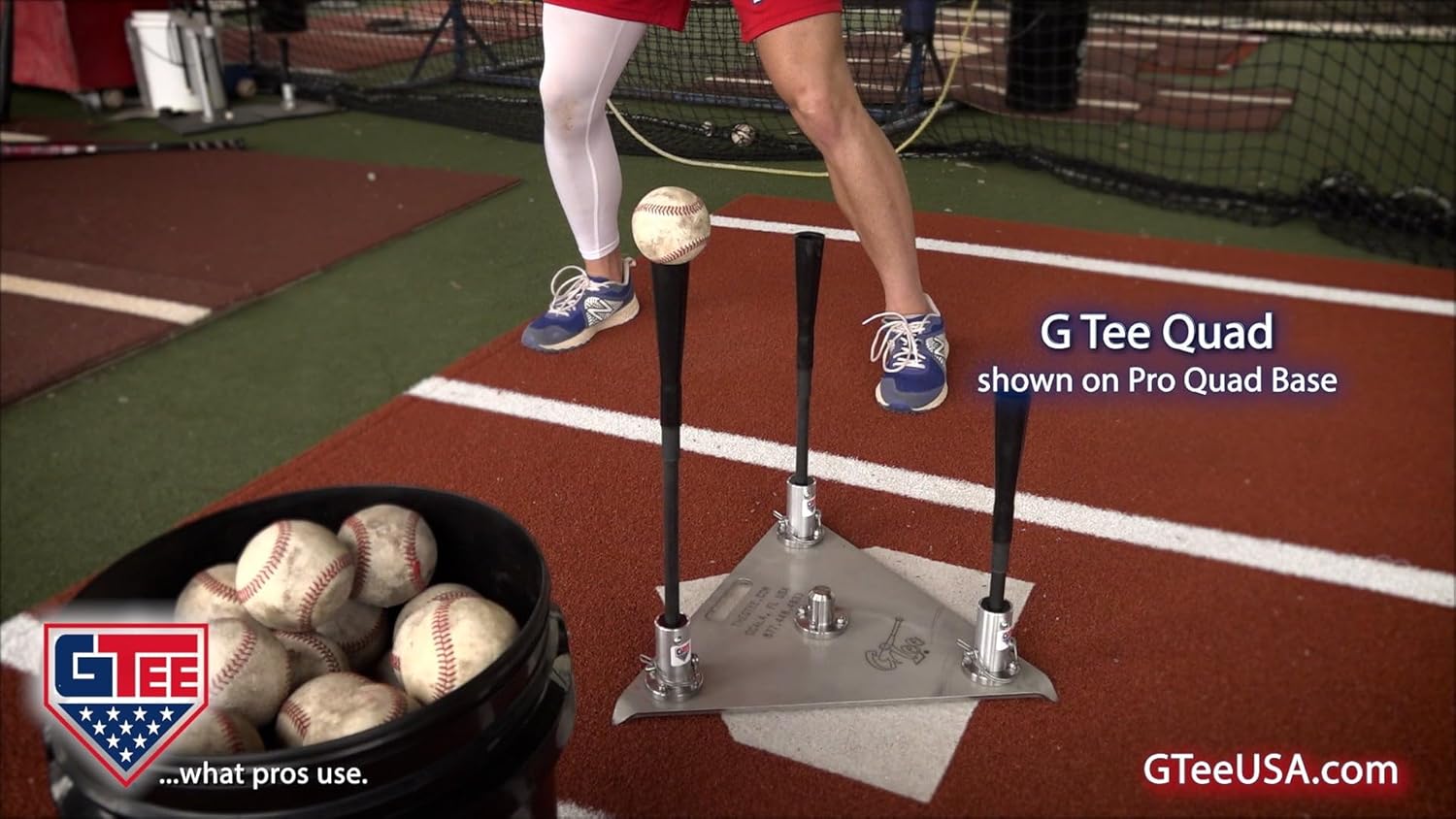 G Tee Pro Quad Baseball/Softball Batting Tee | Flexible Rubber Cup | Stainless Steel & Aluminum Base | Used by Pros | Best Tee for All Ages | 2 Year Warranty | Made in USA