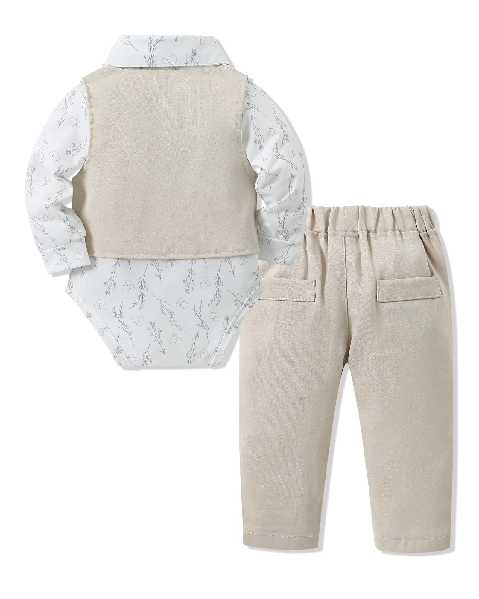 YALLET Baby-Kleidung für Jungen, 0–18 Monate, für Kleinkinder, Jungen, Gentleman, Hemd, Fliege, Weste, Hose, Set, Hochzeits-Party-Anzüge