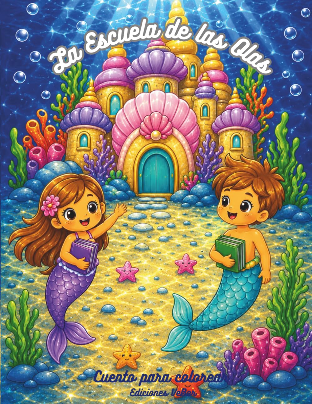La Escuela de las Olas: Cuento para colorear (Mi Libro de Sirenas y Amigos del Mar)