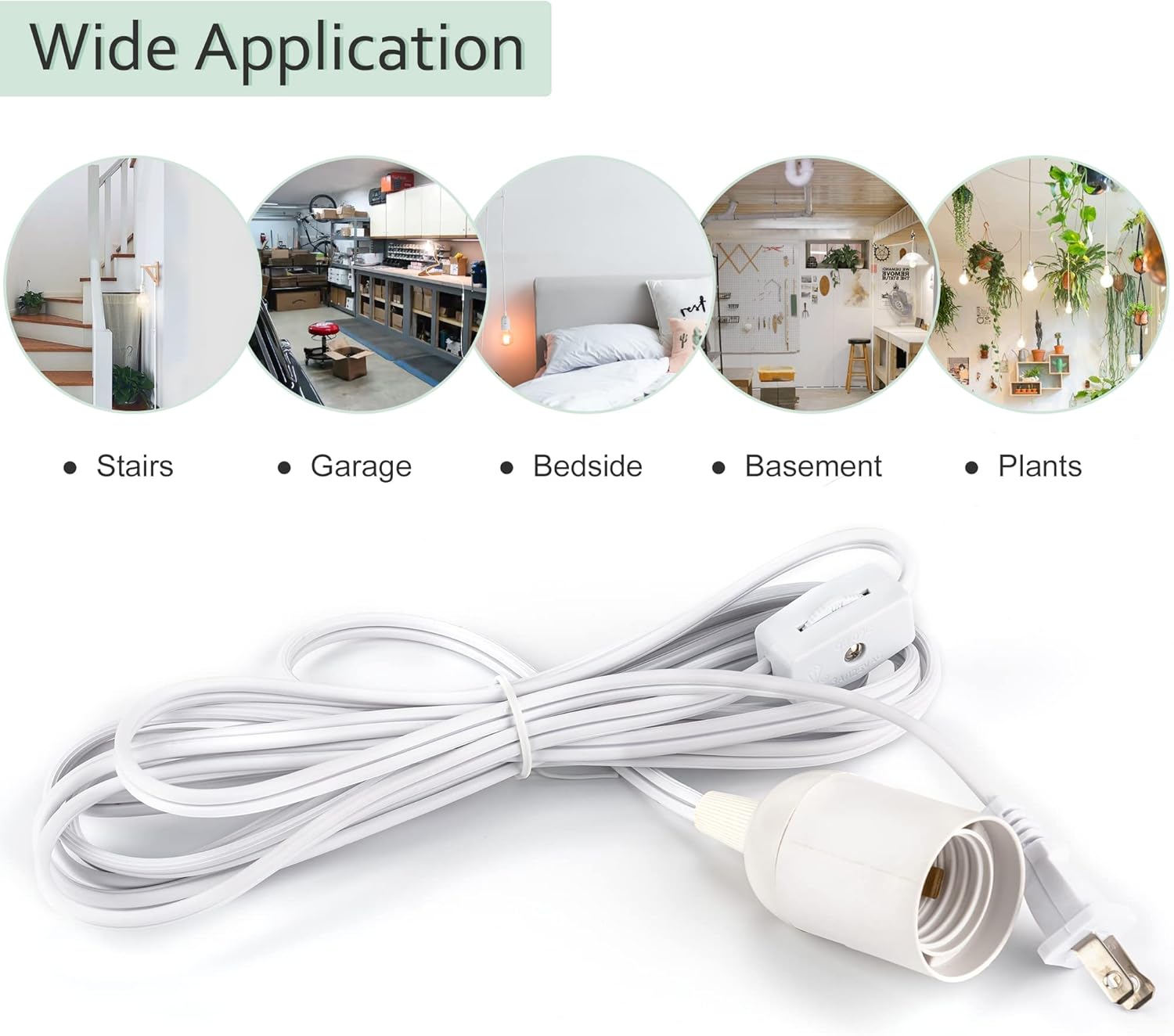 Bеѕt Quаlіtу 🔥 JACKYLED Extension Hanging Lantern Cord Cable UL 1-Pack 12Ft 360W with E26 E27 Socket Gear Switch + Hooks + 2-Prong US AC Power Plugs Pendant Lighting Bulb Lamp for Kitchen Bedroom Bathroom Exсluѕіvе Dіѕсоunt 🔥 JACKYLED Extension Hanging Lantern Cord Cable UL 1-Pack 12Ft 360W with E26 E27 Socket Gear Switch + Hooks + 2-Prong US AC Power Plugs Pendant Lighting Bulb Lamp for Kitchen Bedroom Bathroom