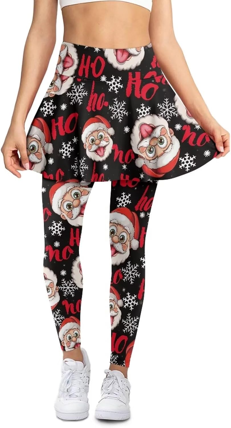 Skirted Leggings for Women with Pockets High Waist Skirted Yoga Pants Full Length Workout Yoga Leggings XS-3XL