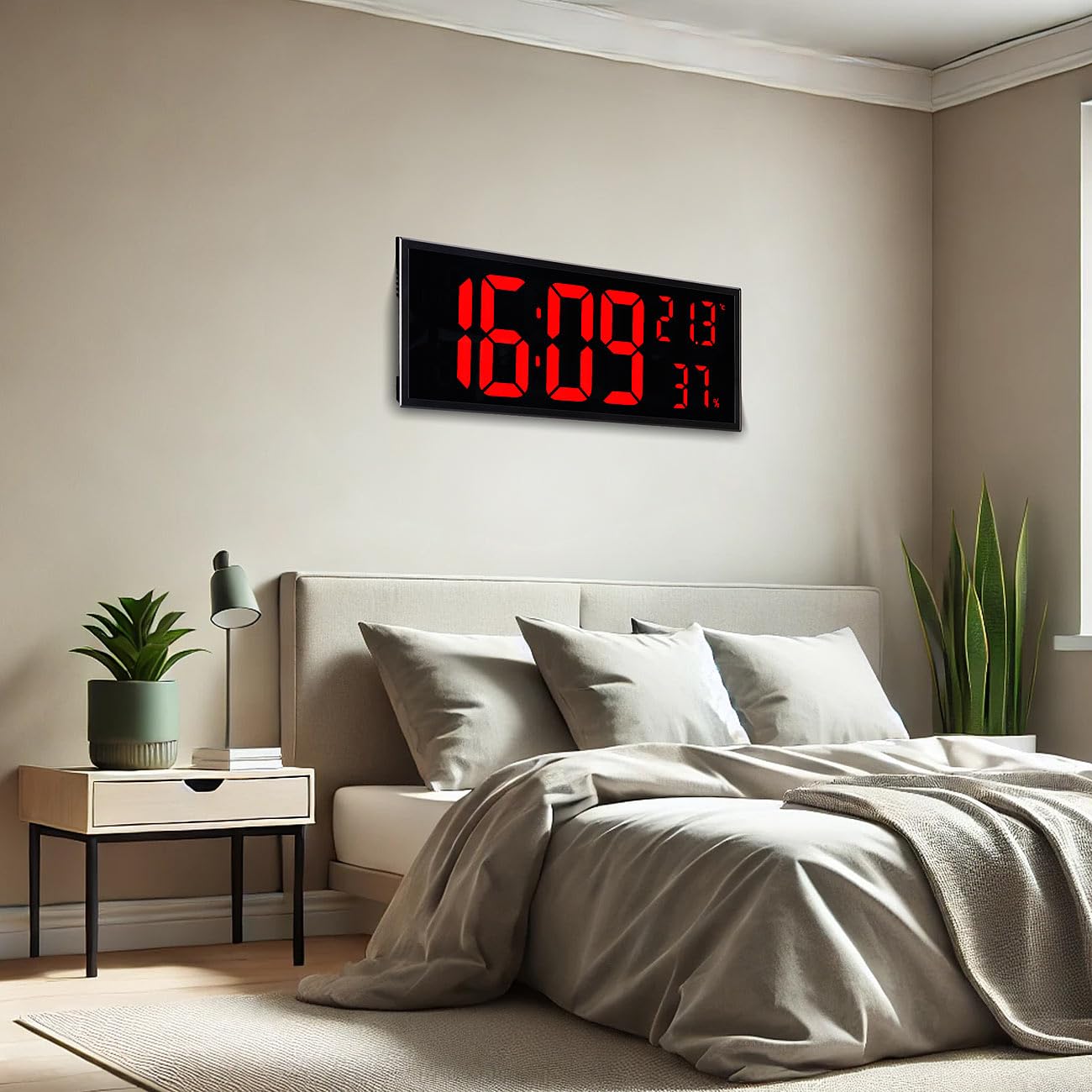 Lunartec Digital Wecker: 2er-Set LED-Wand- & Tischuhren, Jumbo-Uhrzeit, FB, Hygro-/Thermometer (Hygrometer Digital, LED Uhr)