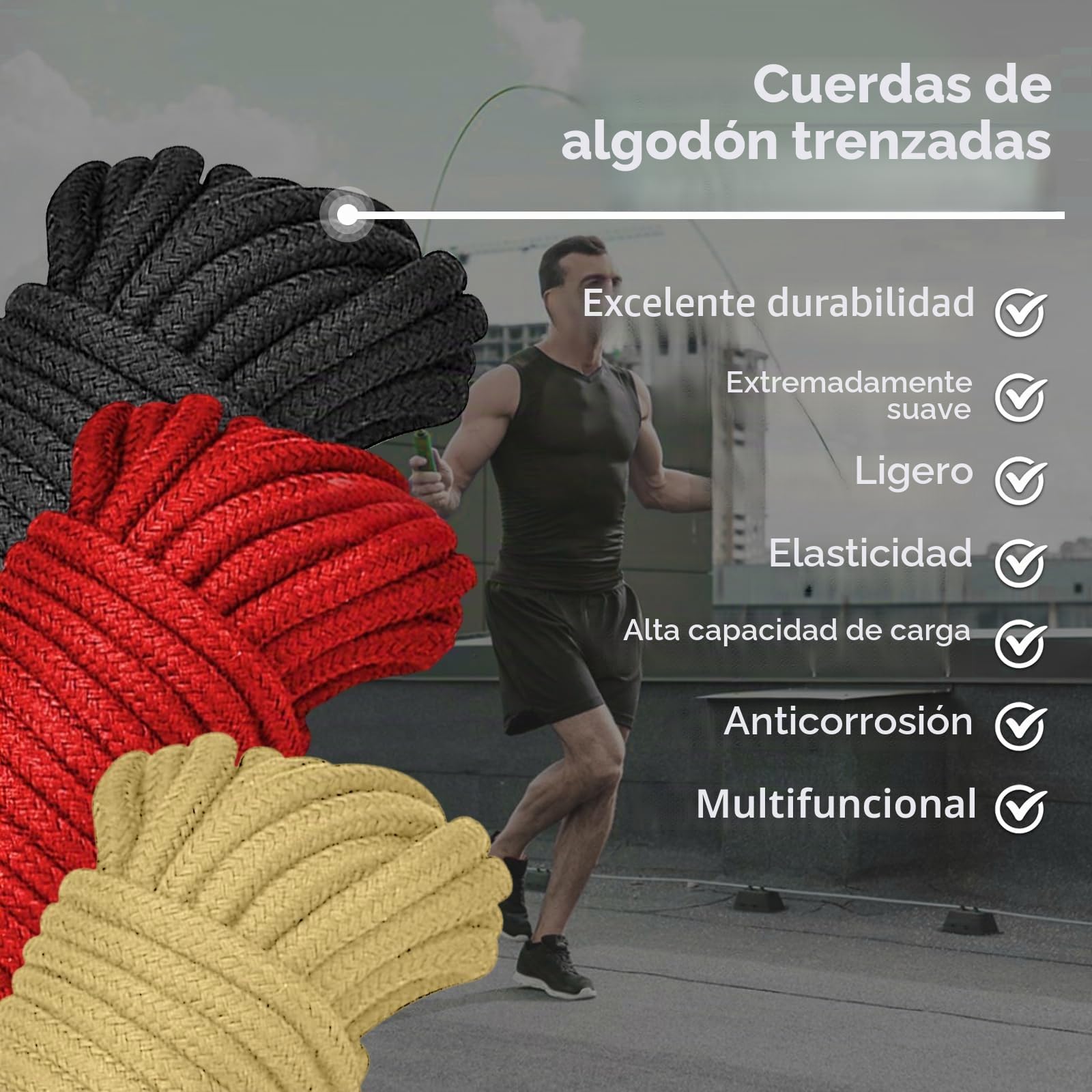 Kit de Cuerdas Sexo Bondage BDSM - 3x10M 8MM Cuerda de Algodón Shibari Cuerda Sexo para BDSM Principiantes, Kit de Ataduras Sexo SM Juguetes Sexuales para Mujeres Parejas(Negro+Rojo+Amarillo)