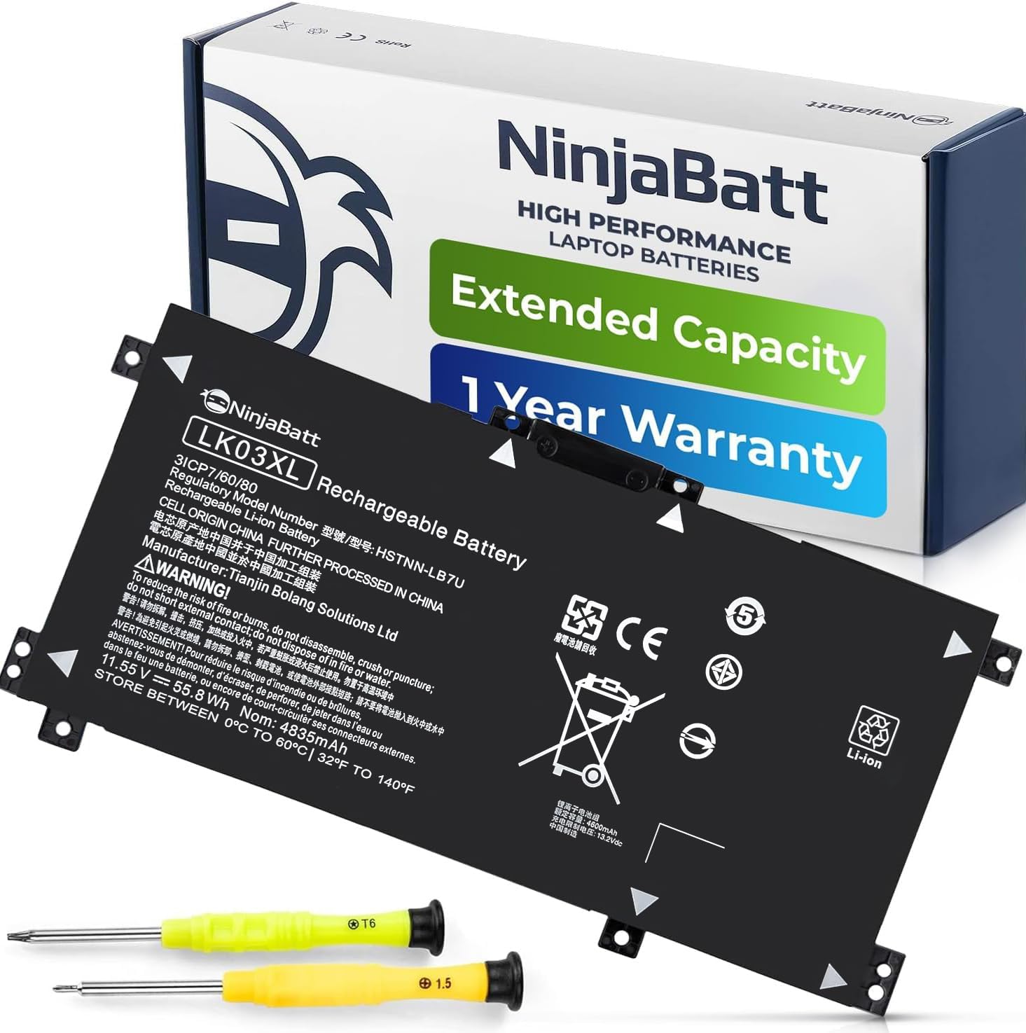 NinjaBatt HP Battery LK03XL for Envy X360