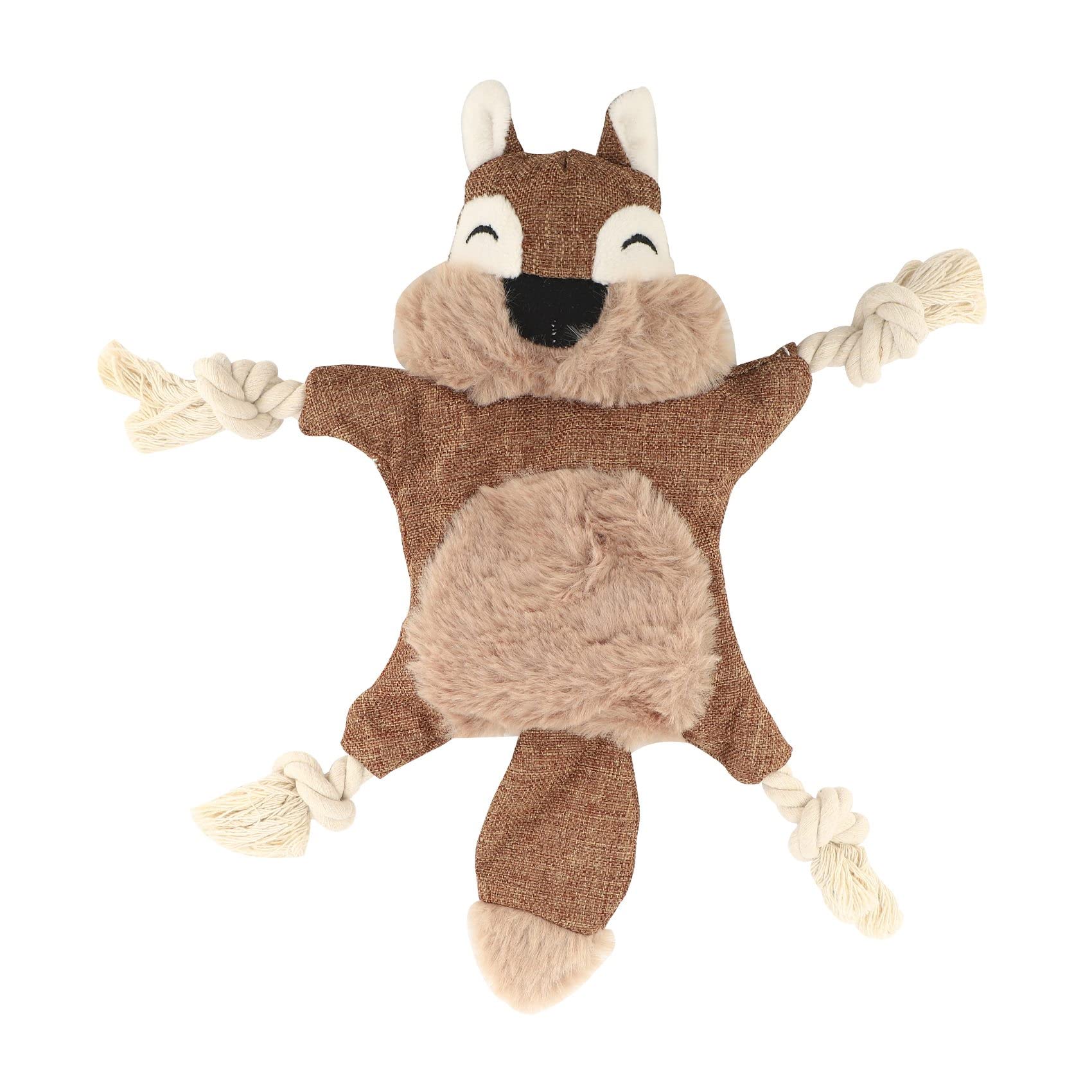 HADIIH Juguetes para perros sin relleno para cachorros, juguetes chirriantes para cachorros, juguetes para masticar, ardilla de peluche, juguetes con nudos de cuerda para perros pequeños
