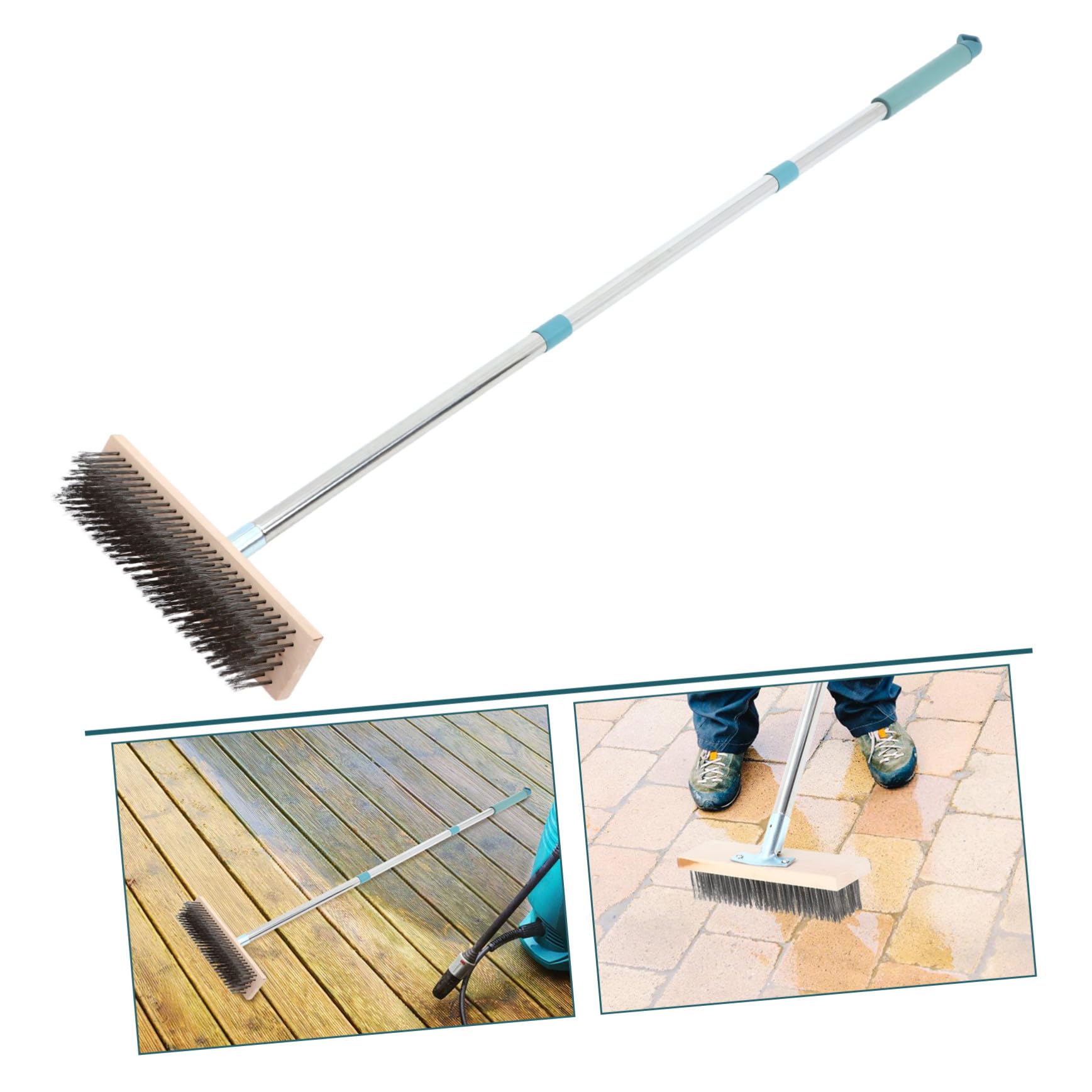 LIFKOME Herramienta de Limpieza con Cepillo para Pisos de Jardín Cepillo de Cerdas Rígidas de Acero Inoxidable para Superficies Rugosas para Limpiar Piedras y Exteriores