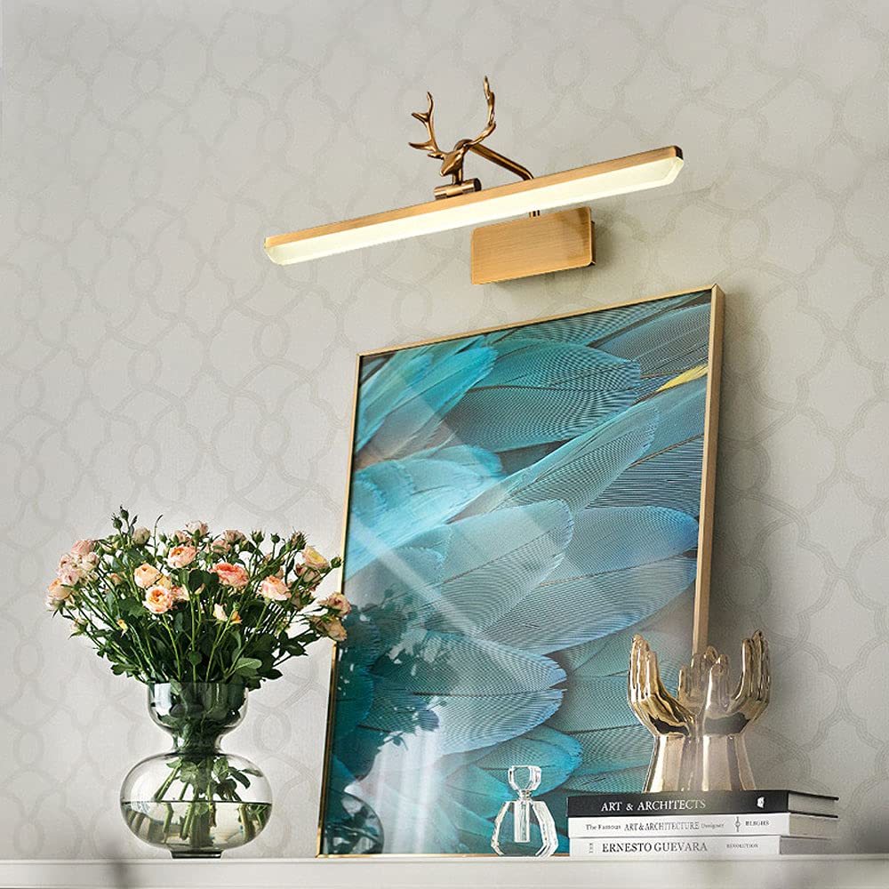 Lampada Specchio per Trucco Frontale a Led, Illuminazione per Bagno Bianca Naturale per Tavolo Trucco, Luci per Quadri, Lampade per Specchi da Parete 11W 4000K/Brass