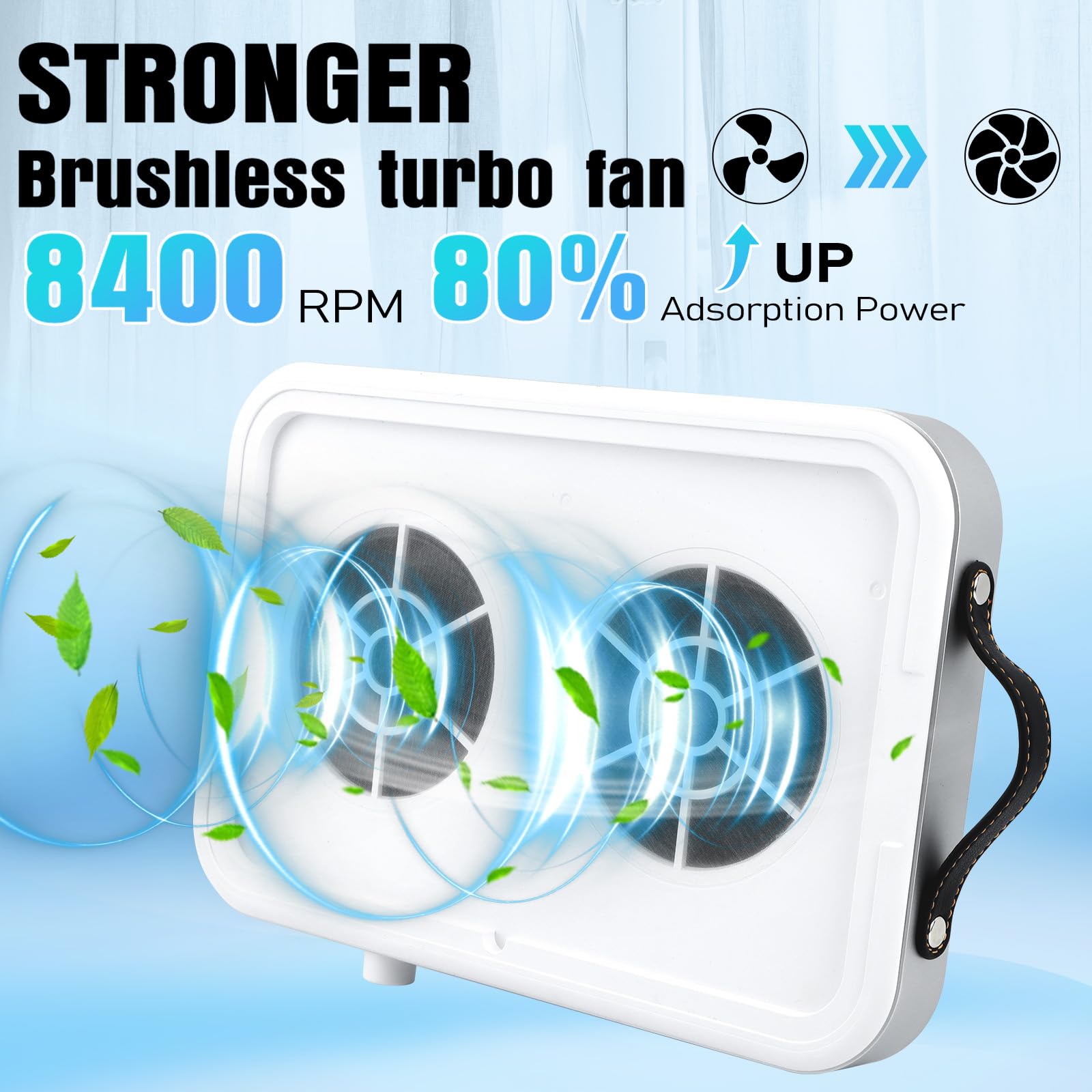 EBANKU Aspiratore di Polvere per Unghie 48W, Portatile 8400 PRM Aspirapolvere Unghie Professionale Bianco, 10 Velocità, Filtri Monouso (30 Pezzi), Aspirapolvere per salone e casa, Nail Dust Collector