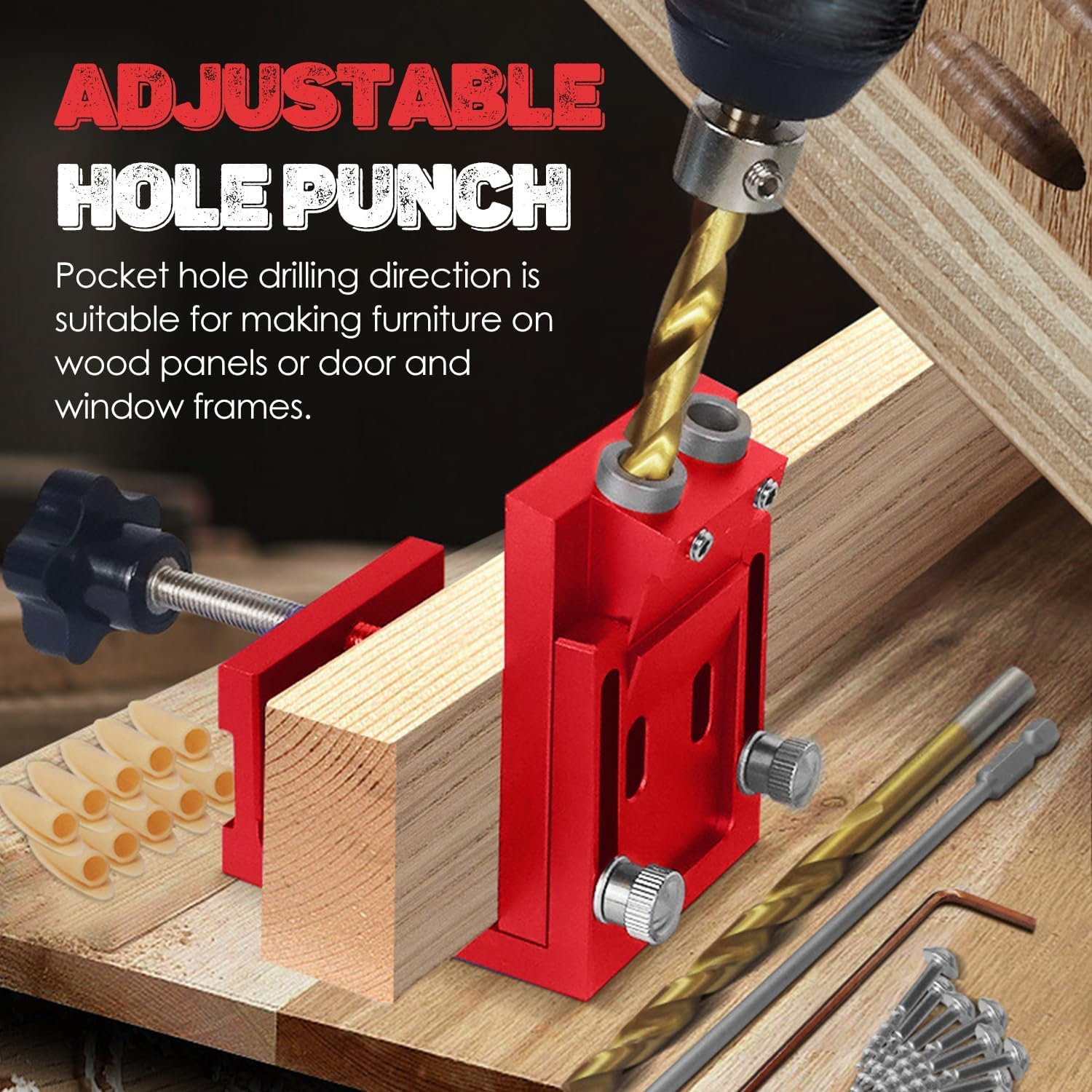 Schrägloch Bohrschablone, Pocket Hole Jig - Holzbearbeitung Schräglochpositionierer, Taschenloch Bohrschablone TOOSOAR Schräglochbohrer Bohrerpositionierer