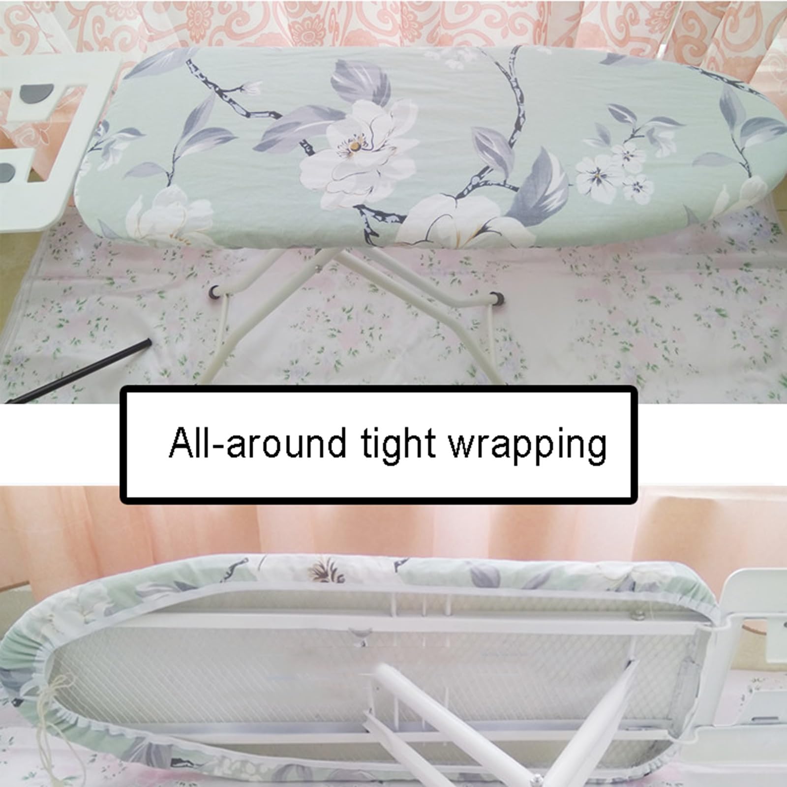 Housse De Planche à Repasser En Coton - Avec Bord élastique Et Sangle - Taille Adaptable (environ 91x31 Cm à 120x41 Cm) - Protection Contre Les Brûlures