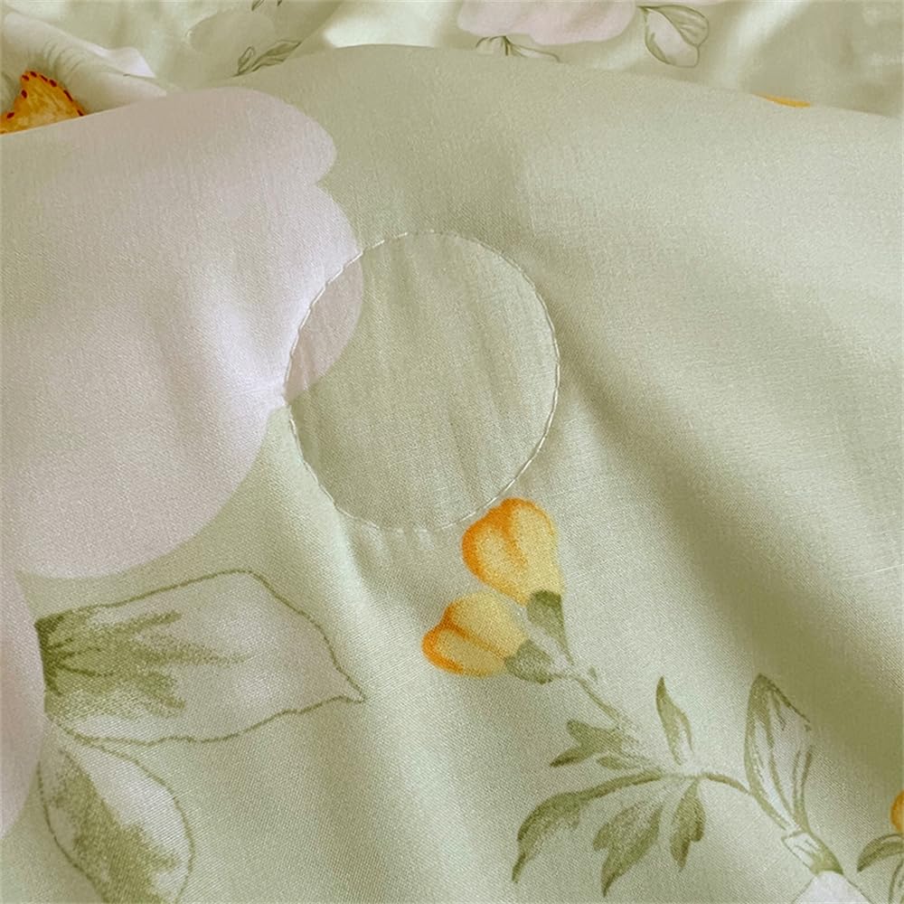 Fansu Colcha Boutí Cama 90/135/150 Estampada para Verano y Entretiempo - Fina Suave Microfibra - Cubrecama Rellenos Ligero y Transpirable (Magnolia Blanca,180x200cm)