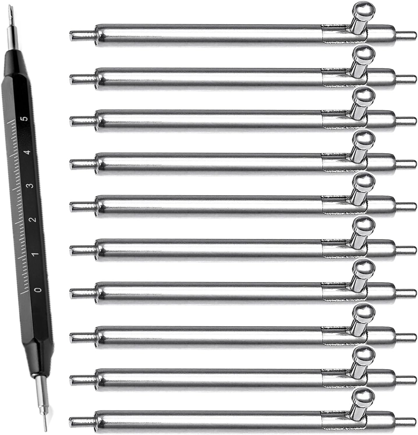 14mm 16mm 18mm 20mm 22mm 24mm Quick Release Watch Spring Bars φ1.5mm Diameter 10pcs Stainless Steel Watchband Pins with Spring Bar Remove Tool for Wristwatch Straps