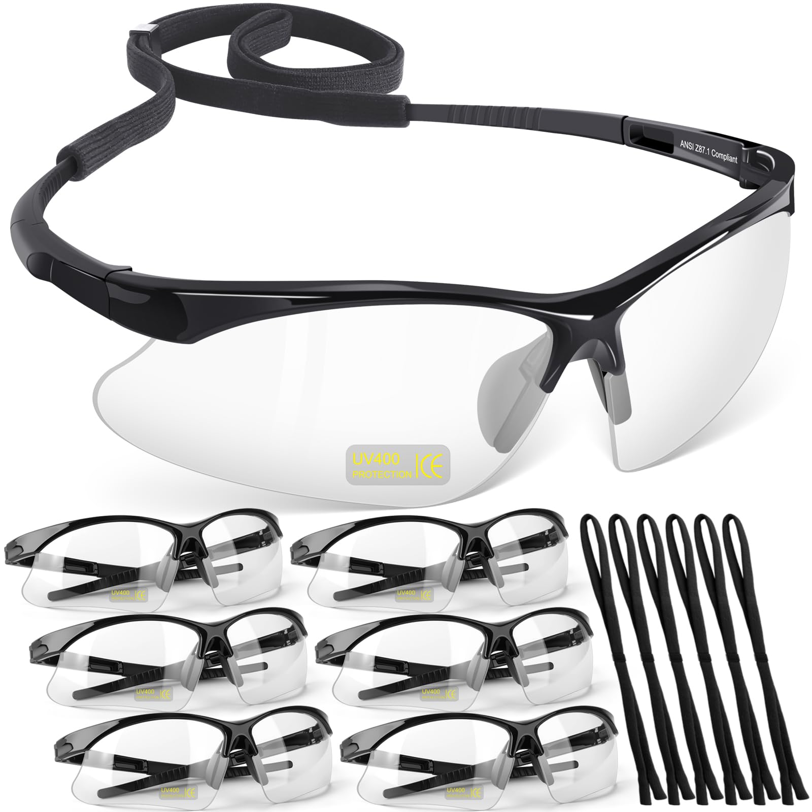 OXG Paquete de 6 lentes de seguridad antivaho para hombres y mujeres, ANSI Z87.1, gafas protectoras resistentes a los impactos, protección ocular para el trabajo