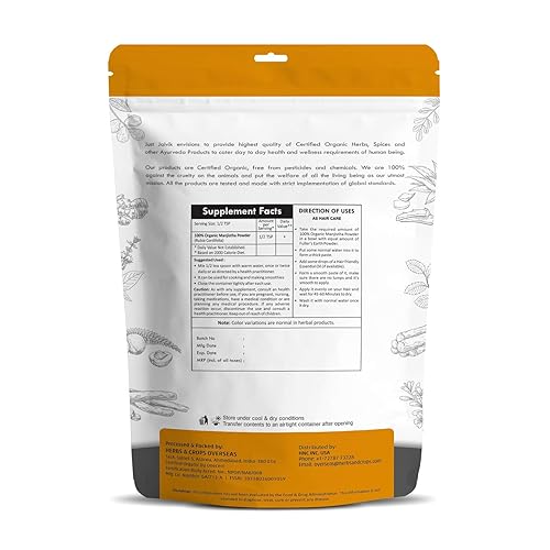 Miniatura 2 de Just Jaivik Polvo de Manjistha 100 orgánico certificado orgánico por OneCert Asia 801ozm 12 libras libras08 onzas  Rubia cordifolia  Promoviendo una