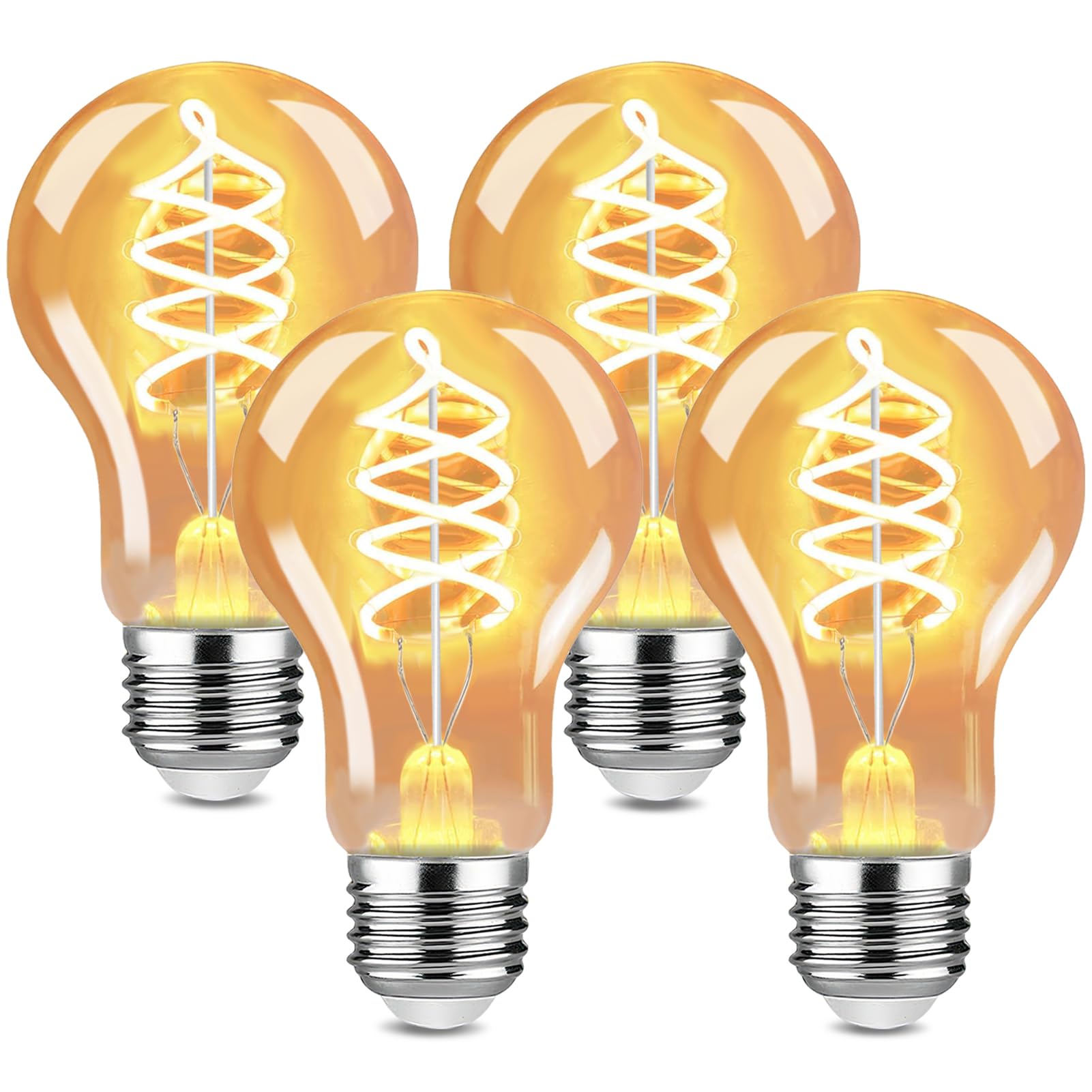 Dahanky 4Stück Edison Vintage Glühbirne, E27 4W LED Glühbirne Vintage Antike Glühbirne, A60 LED Lampe warmweiß 2700K Licht Beleuchtung für Nostalgie Haus Café Bar Restaurant