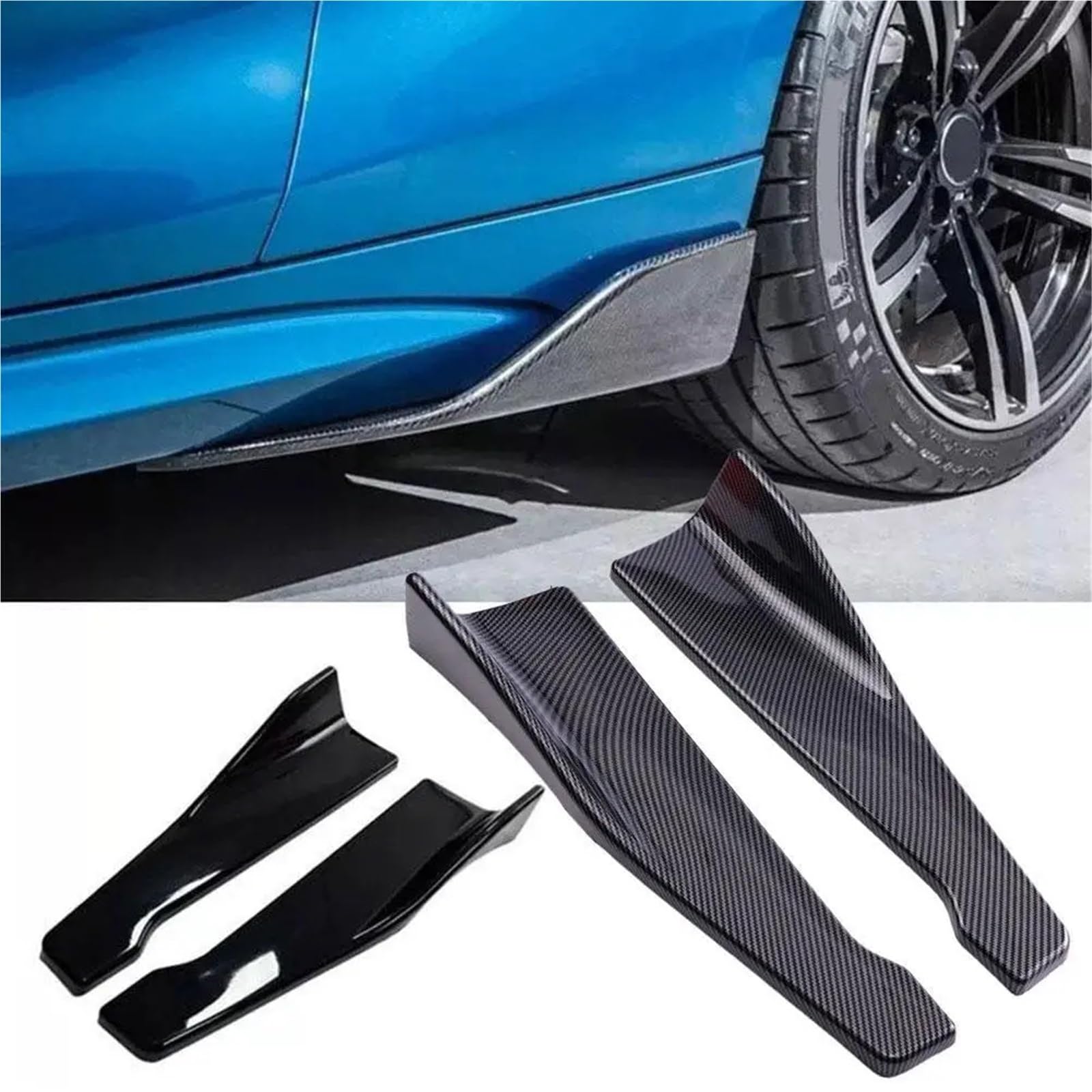 Spojlery tylne do samochodów 1 para osłon na progi samochodowe, narożniki zderzaka samochodowego ze śrubami, długość 48 cm, pasujące do Audi Spoiler samochodowy(Bright black)