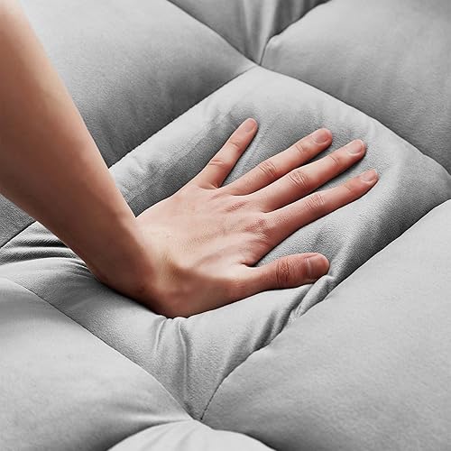 Miniatura 15 de Sofá cama convertible 3 en 1, sofá biplaza moderno de terciopelo con almohadas y bolsillos laterales, sofá extraíble de 2 plazas para espacios Crema