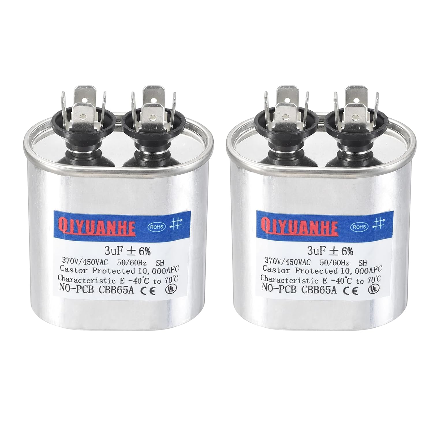 QUARKZMAN 2 шт. Конденсатор CBB65 3 мкФ 370/450 В Овальний конденсатор