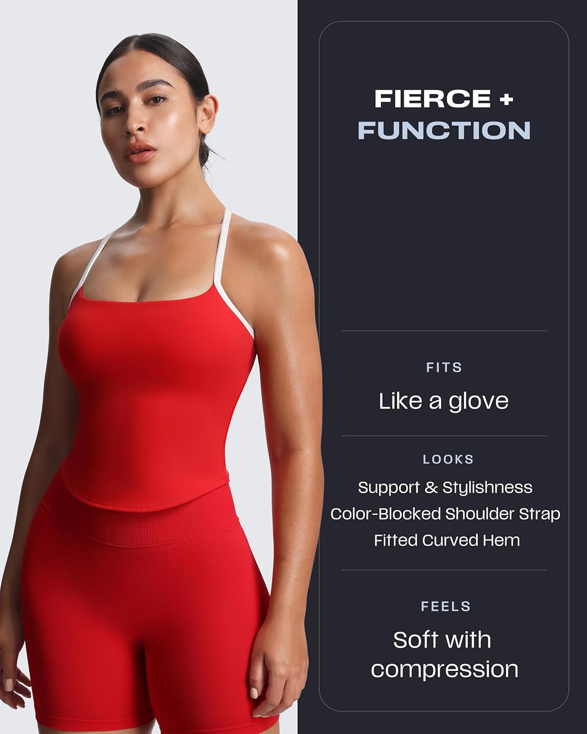 Aoxjox Women's Workout Sleeveless Color Block Lexi Tank Tops Contrasting Strap Cross Back Yoga Curve Longline Crop Top - Image 3