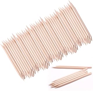 50PCS Orange Wooden Nail Stick,Double-End Wood Cuticle Pusher Remover Nail Cleaning,Multi-Functional Cuticle Pusher Wood Sticks Remover Manicure Pedicure Tool for Pusher Remover Manicure Art Pedicure