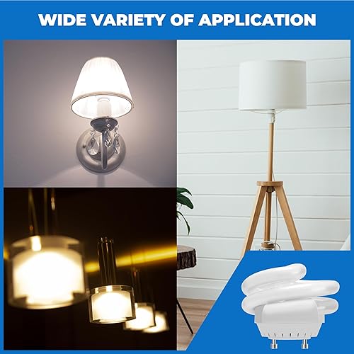 Miniatura 7 de OHLECTRIC Mini bombillas fluorescentes compactas T3 en espiral - Base GU24 de giro y bloqueo - 120 V - 13 W - 800 L - Bombillas fluorescentes de 2