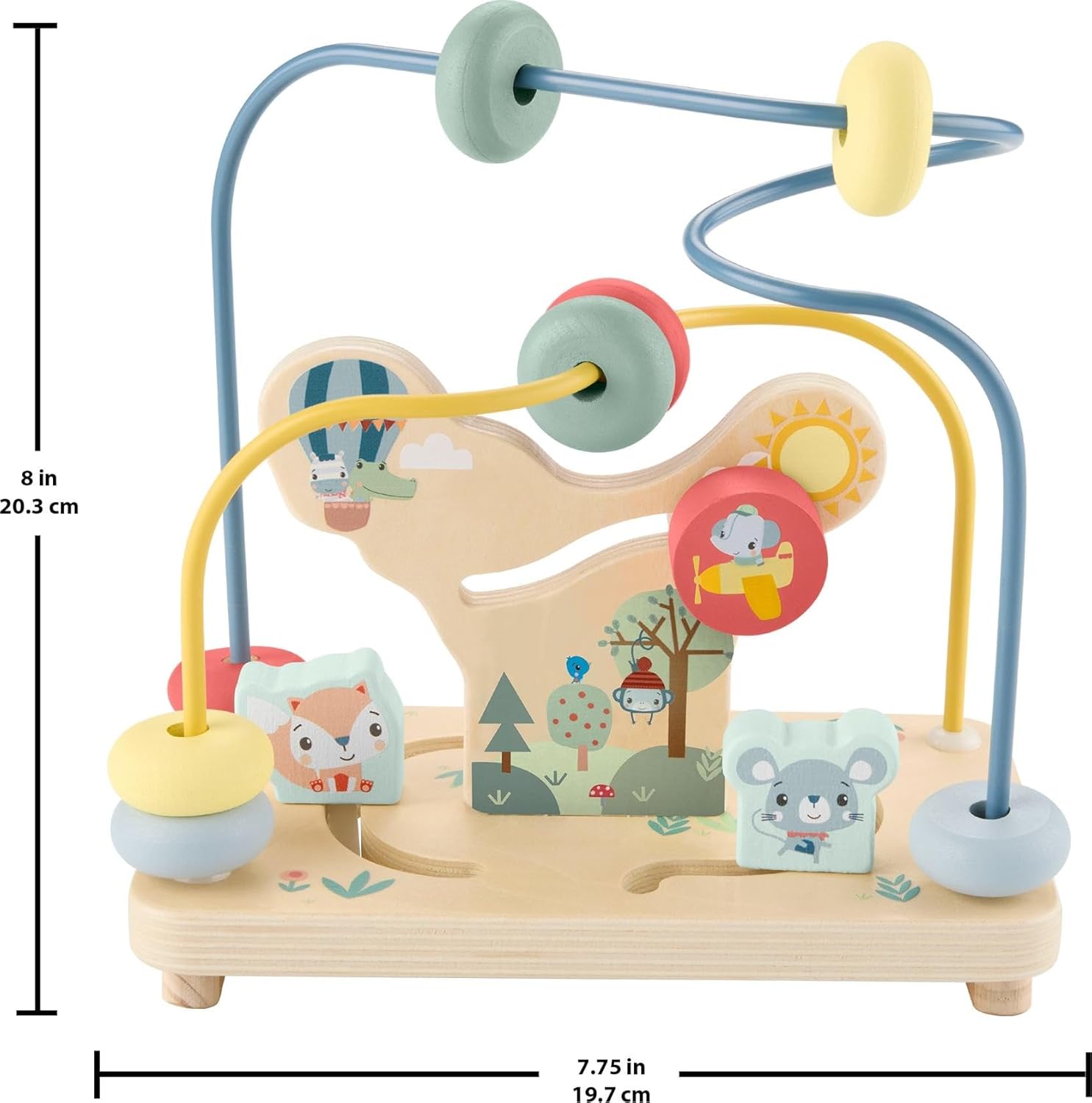 Fisher-Price Wood Toddler Toy Bead Maze, Woodland Animal-Themed Activity for Fine Motor Skill Development Infants Ages 1+ Years (Amazon Exclusive)
