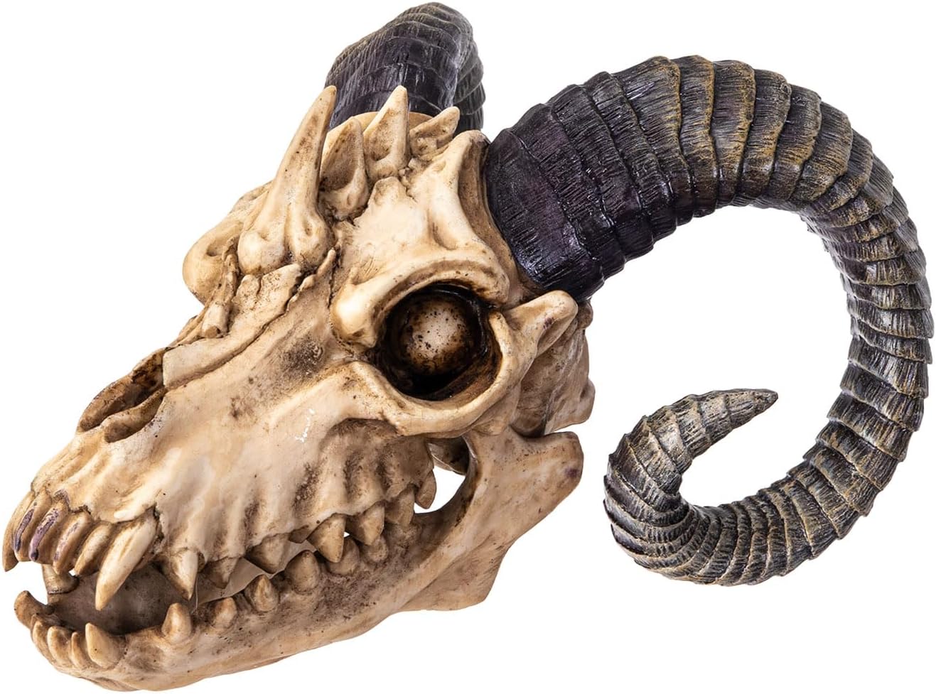 Pacific Giftware The Beast Skull Sculpture, Resin, Rustic Bone Finish, Green, Tabletop, Home Decor, Medium