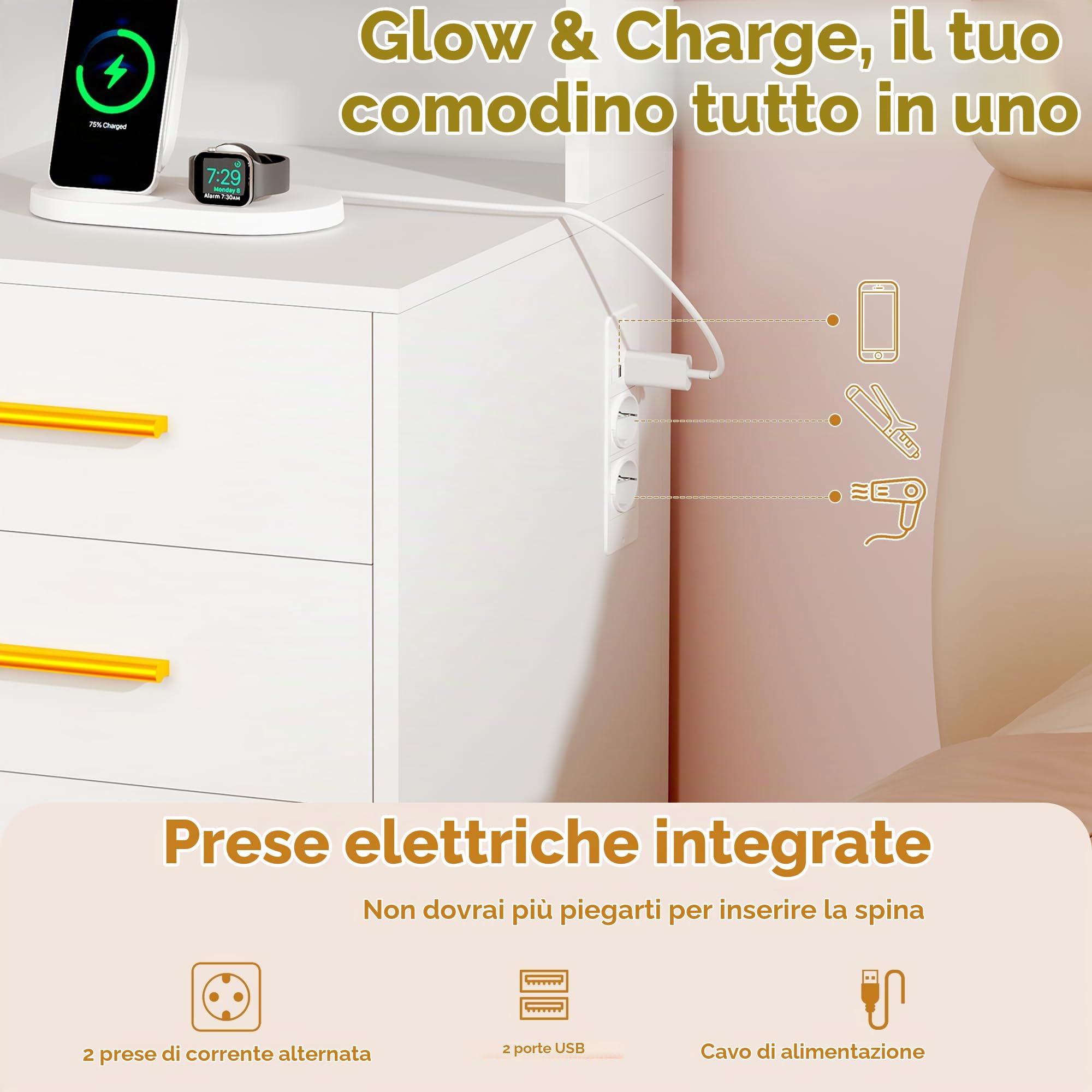 ANWBROAD 150cm Toeletta da Trucco con Specchio e Luci LED Ripiani nascosti