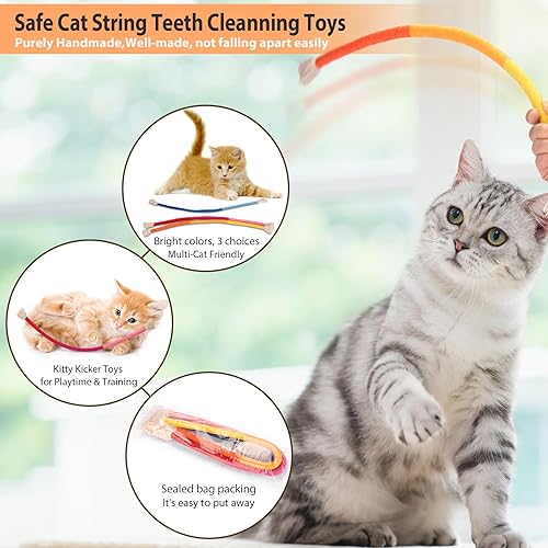 Miniatura 4 de Retro Shaw Juguetes para gatos con hierba gatera, cuerda segura, juguetes de limpieza de dientes para gatos de interior, juguetes interactivos para