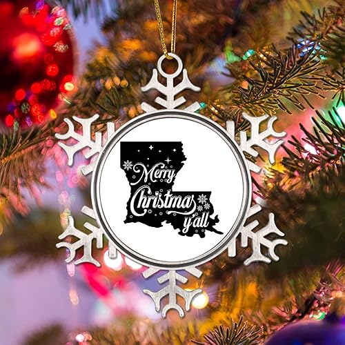 Miniatura 4 de Patriotic American State Christmas Ornament for Kids Louisiana Christmas Decorations Merry Christmas YAll Snowflake Metal Xmas Tree Keepsake to