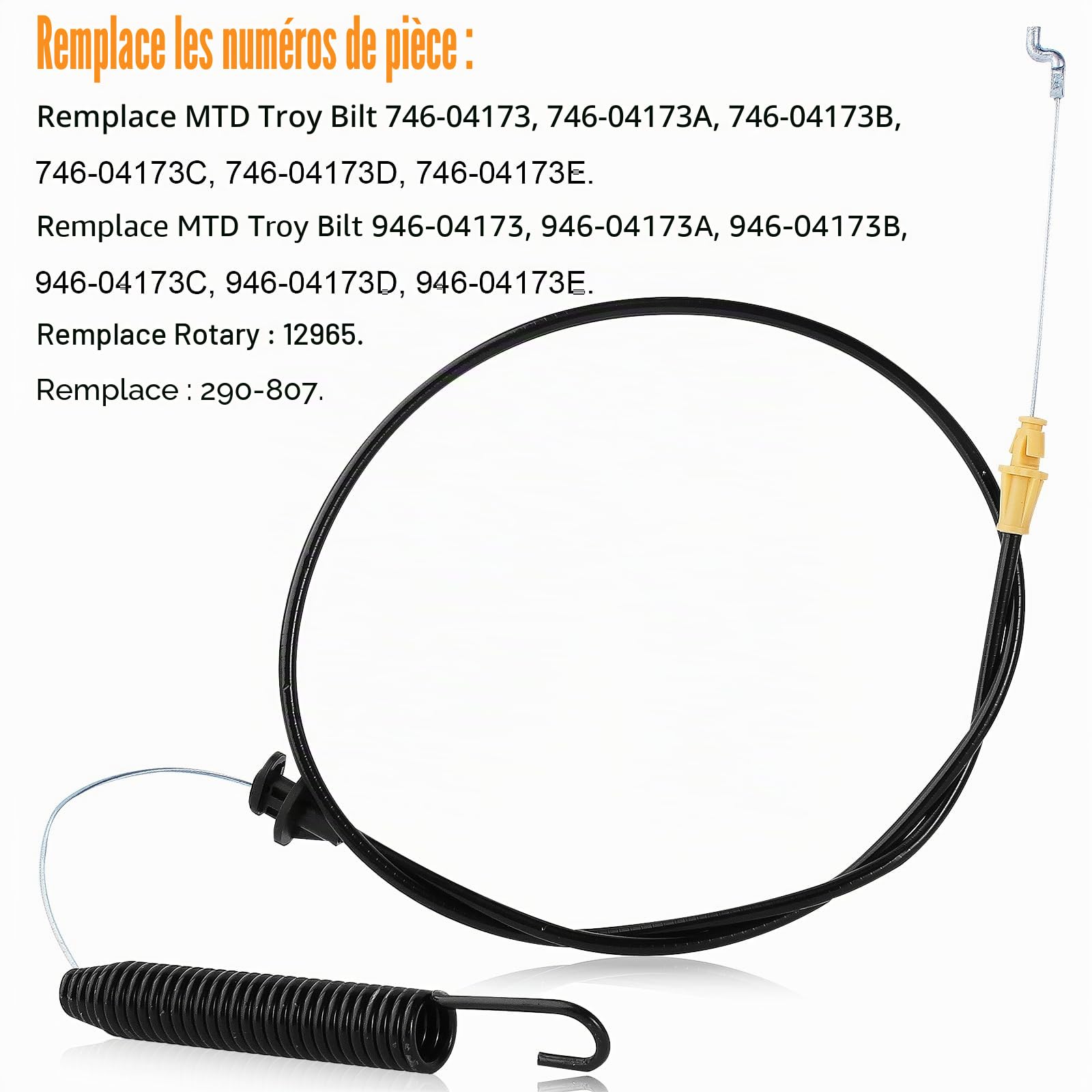 Câble d'engagement pour tondeuse à gazon Troy-Bilt MTD 700 Series 746-04173 746-04173A 746-04173B 746-04173C 746-04173D 946-04173 946-04173A 946-046A 4173B. 946-04173C 290-807 12965