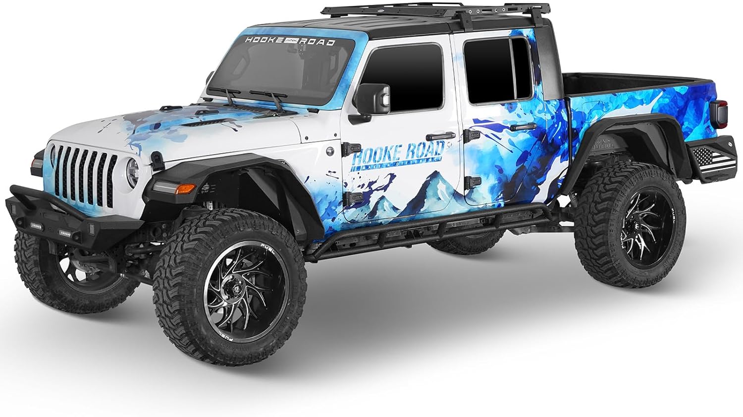 Hooke Road Gladiator Rock Slider Side Rail Rock Guards for Jeep Gladiator JT 2020-2026 Pickup Truck, Tubular Offroad Steel Nerf Bars - 2PCS