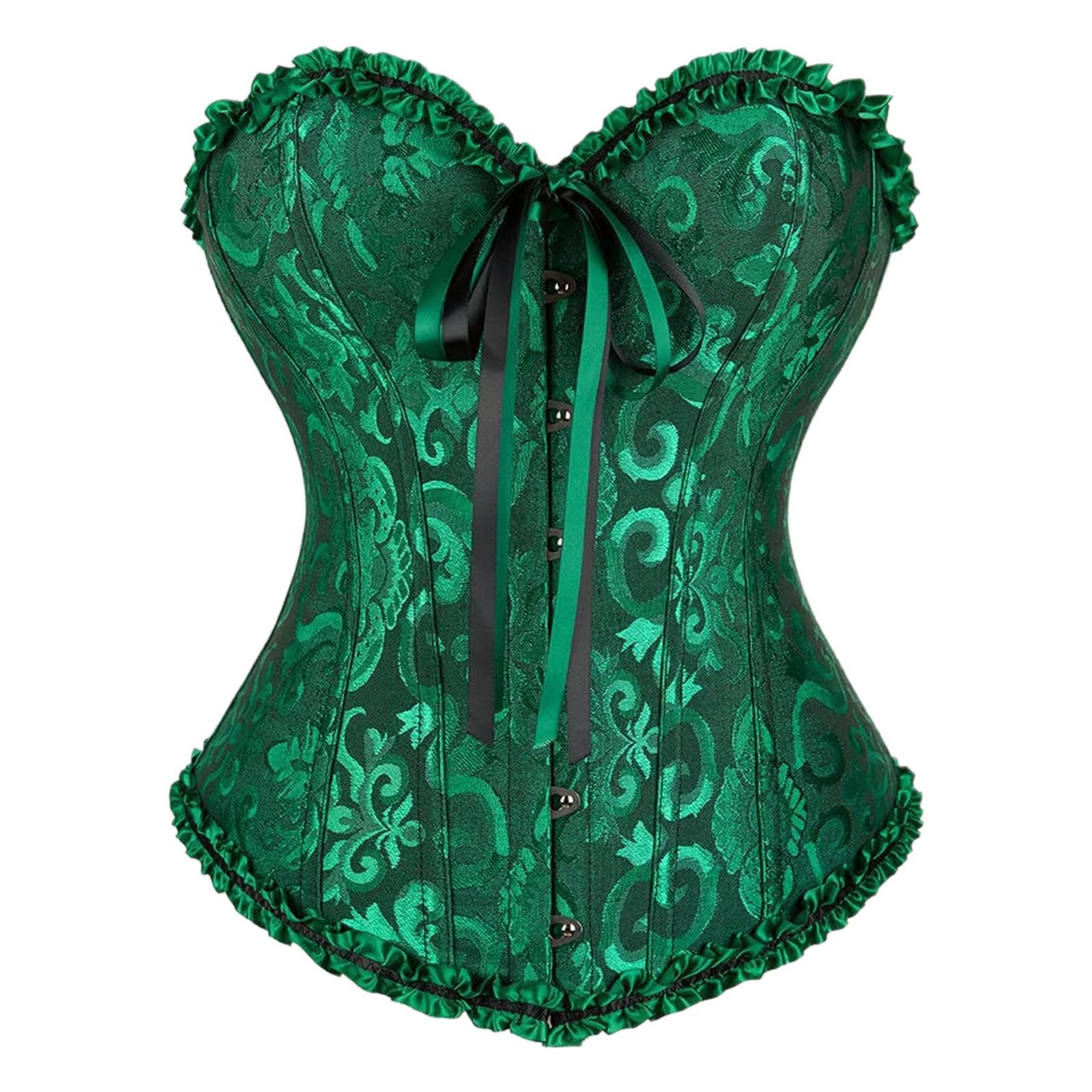 Corset 2026 pour femme en satin avec lacets, corset surpoitrine avec baleines - Grande taille - Lingerie de mariée - Corset gainant gothique sous la poitrine - Costume d'Halloween