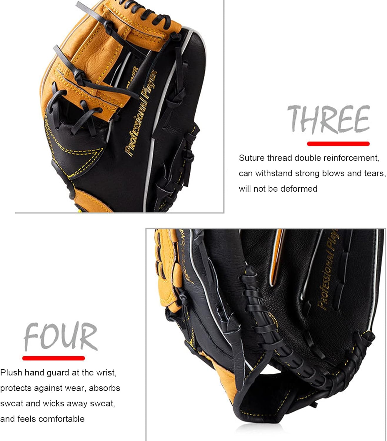 HB1 Outdoor Sports Pigskin Thick Baseball Glove Catcher Pitcher Softball Practice Supplies Size11.5/12.5 Left Hand for Youth and Adult Training