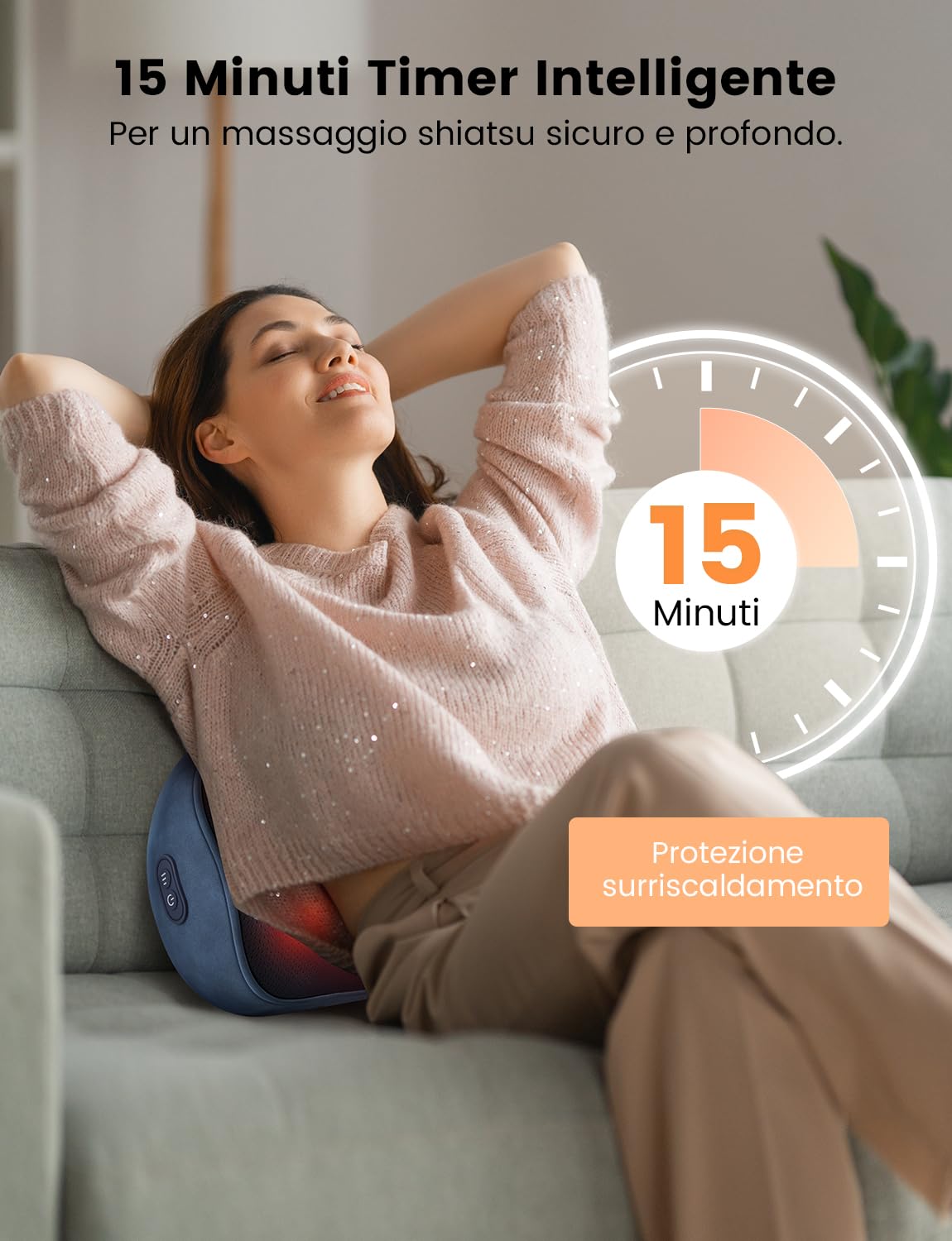 4D Shiatsu Massaggiatore con Funzione di Riscaldamento, Elettrici Cuscino Massaggiante, Cuscini per Massaggi per 3 Velocita con Cambio di Direzione, Casa, Ufficio, Come, Regalo (39 * 15 * 26.5cm)